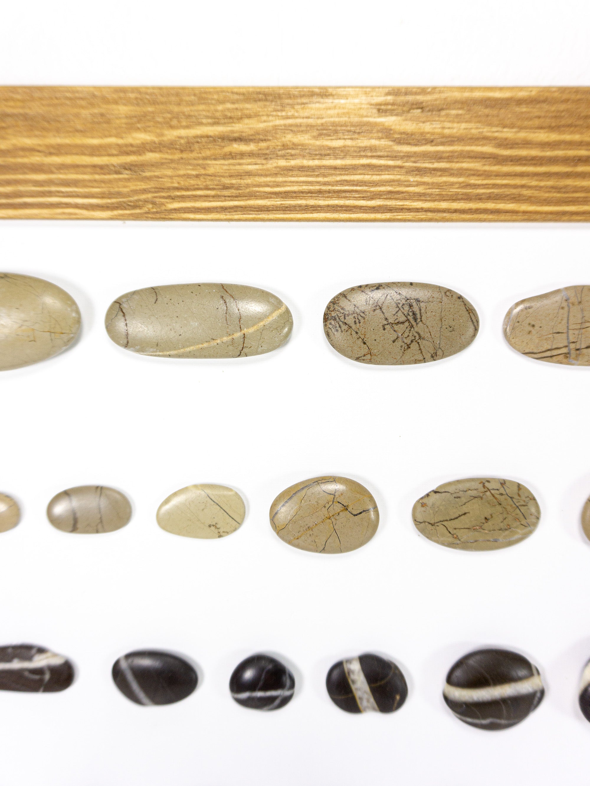 One-of-a-kind BEACH PEBBLES WALL ART 'Genua', framed handmade stones picture