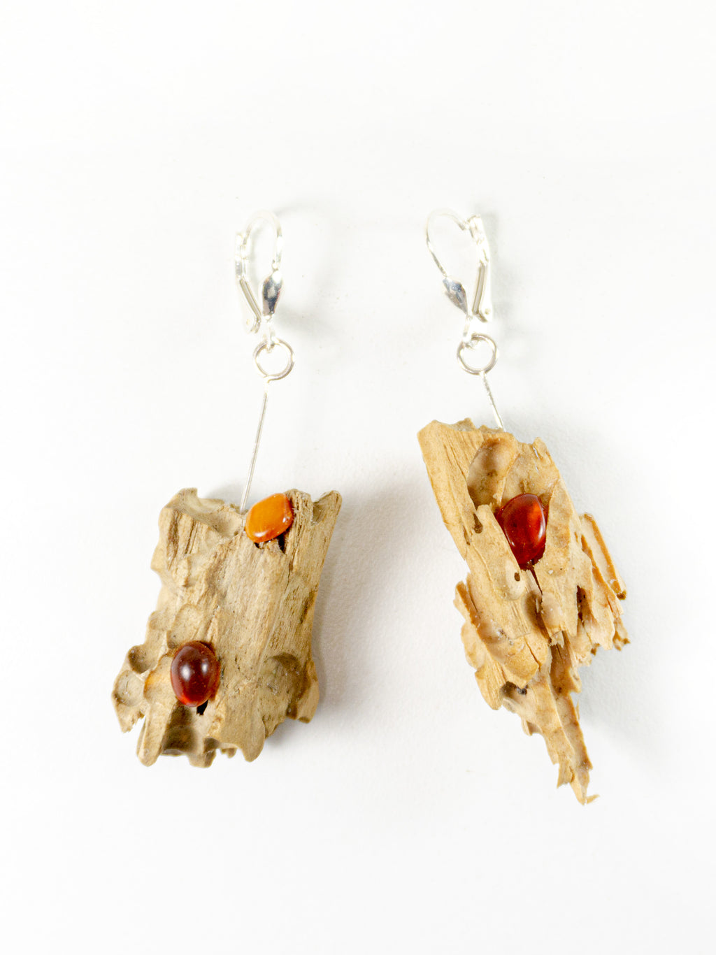 Driftwood Amber Earrings SUSA 925 Silver, handmade eco friendly gift