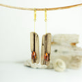 Driftwood Amber Earrings SILLI, gold-plated 925 Silver, handmade jewelry