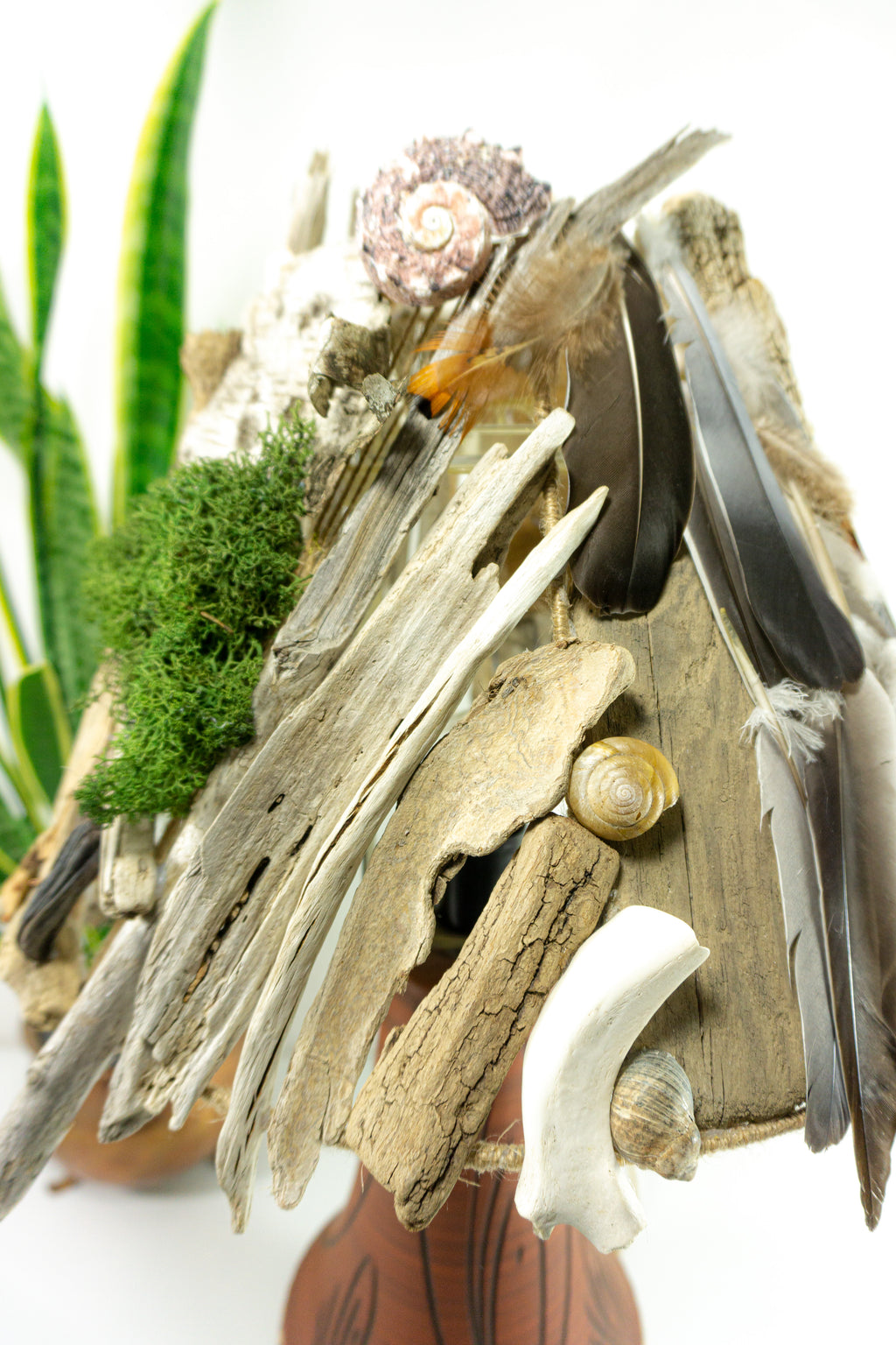 Unique DRIFTWOOD Table LAMP 'Greta' 1970s Danish midcentury pottery base