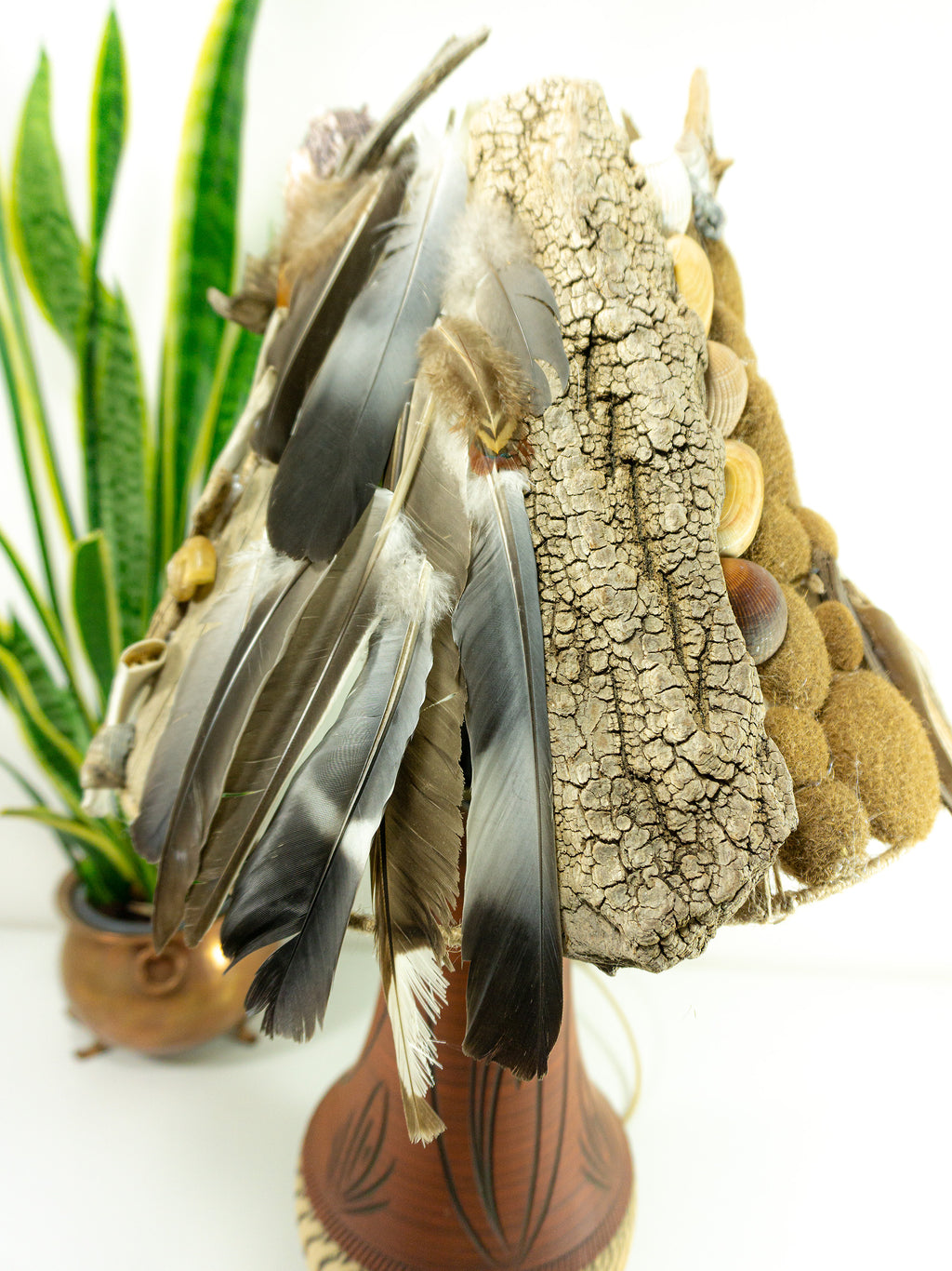 Unique DRIFTWOOD Table LAMP 'Greta' 1970s Danish midcentury pottery base