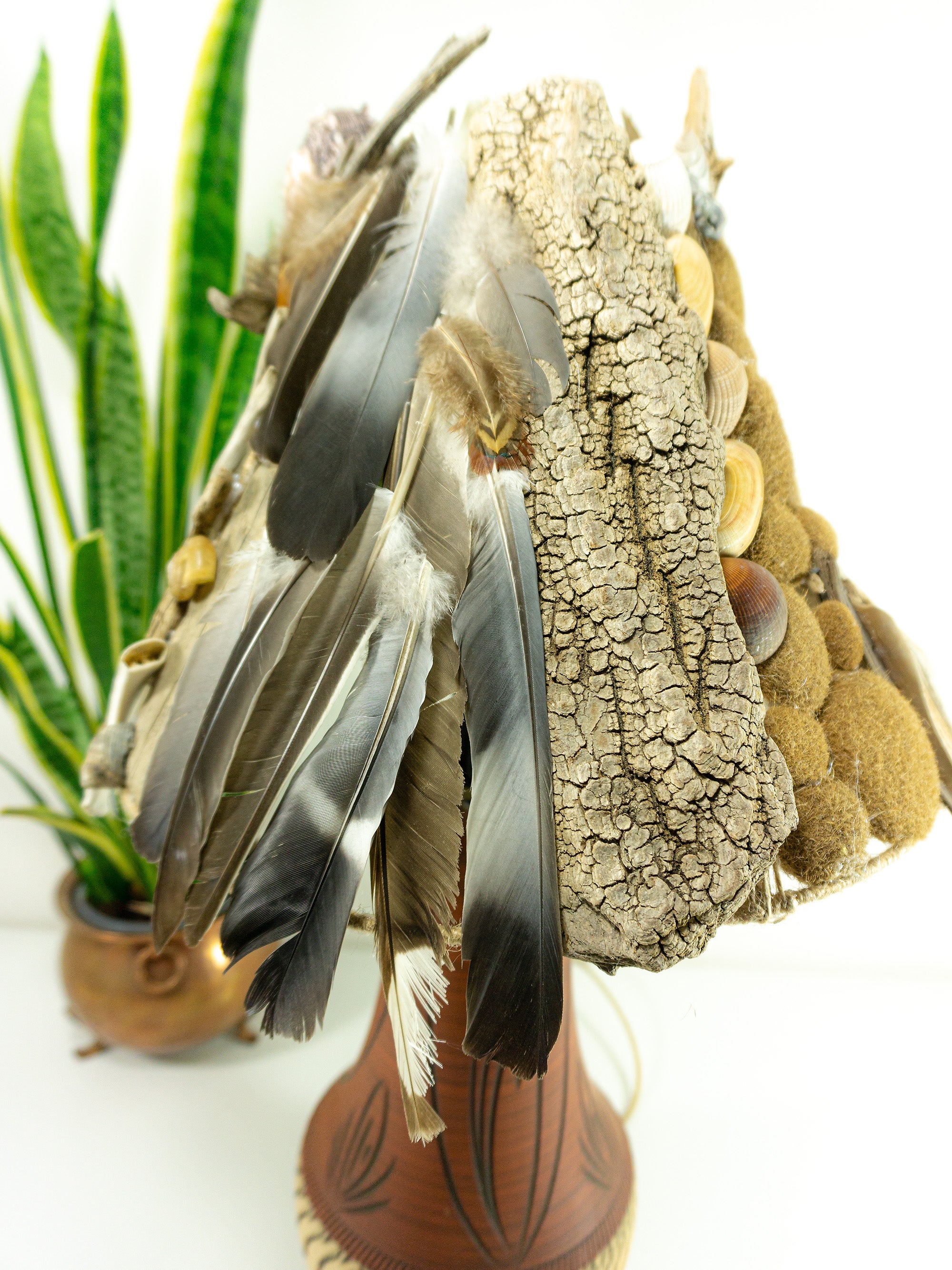 Unique DRIFTWOOD Table LAMP 'Greta' 1970s Danish midcentury pottery base