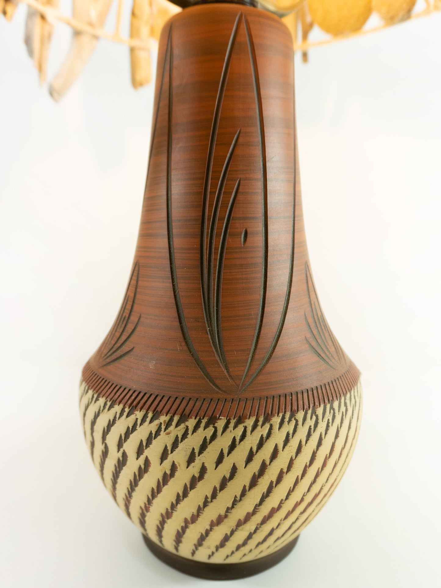 Unique DRIFTWOOD Table LAMP 'Greta' 1970s Danish midcentury pottery base