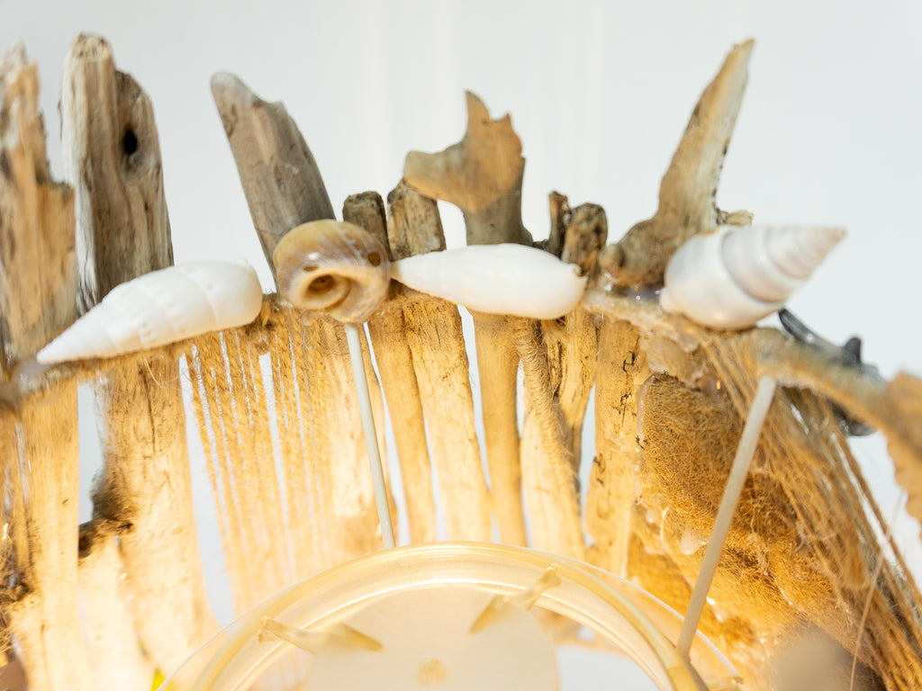 Unique DRIFTWOOD Table LAMP 'Greta' 1970s Danish midcentury pottery base