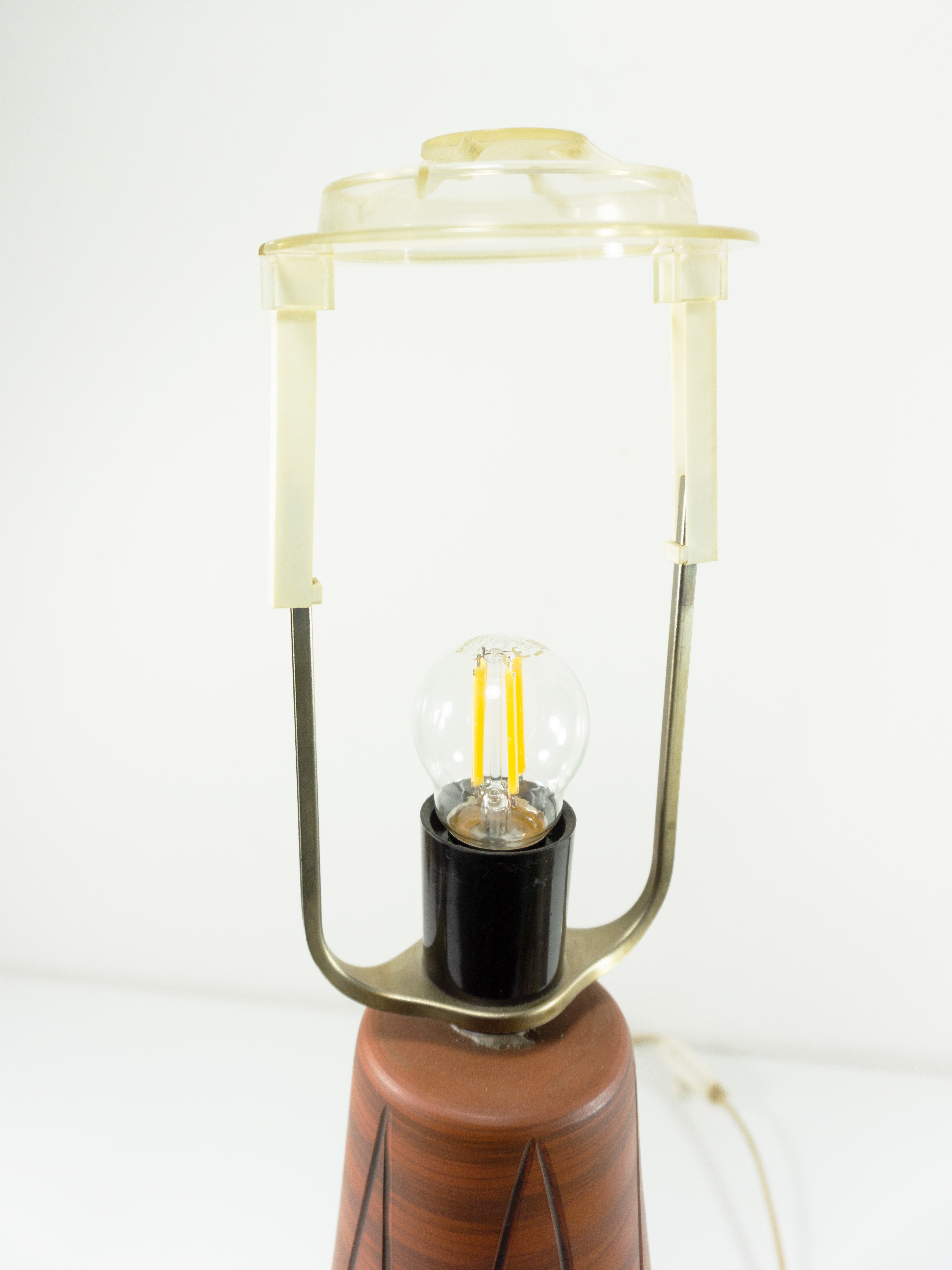 Unique DRIFTWOOD Table LAMP 'Greta' 1970s Danish midcentury pottery base