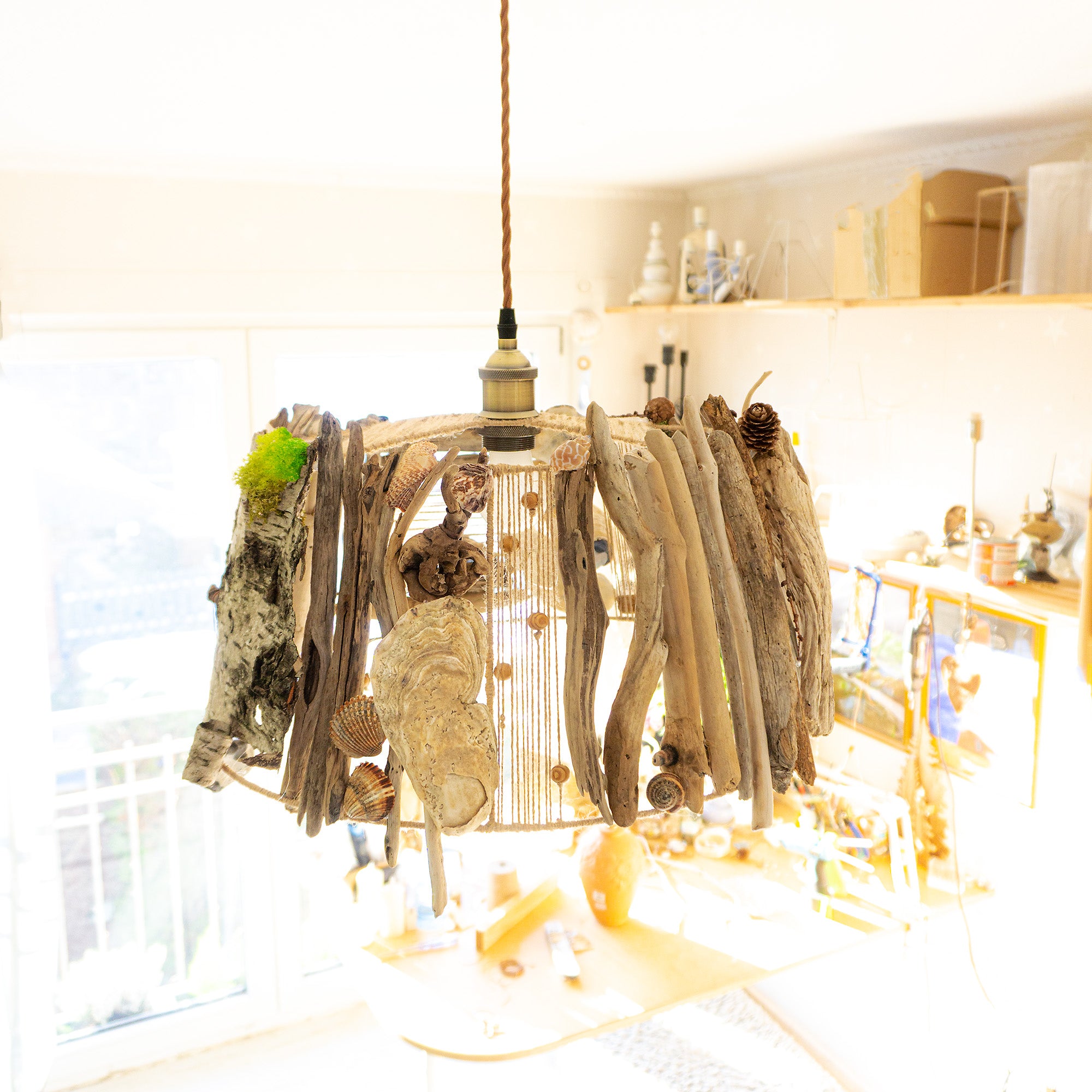 Unique DRIFTWOOD PENDANT LIGHT 'Aarhus', hand-crafted sustainable ceiling lamp