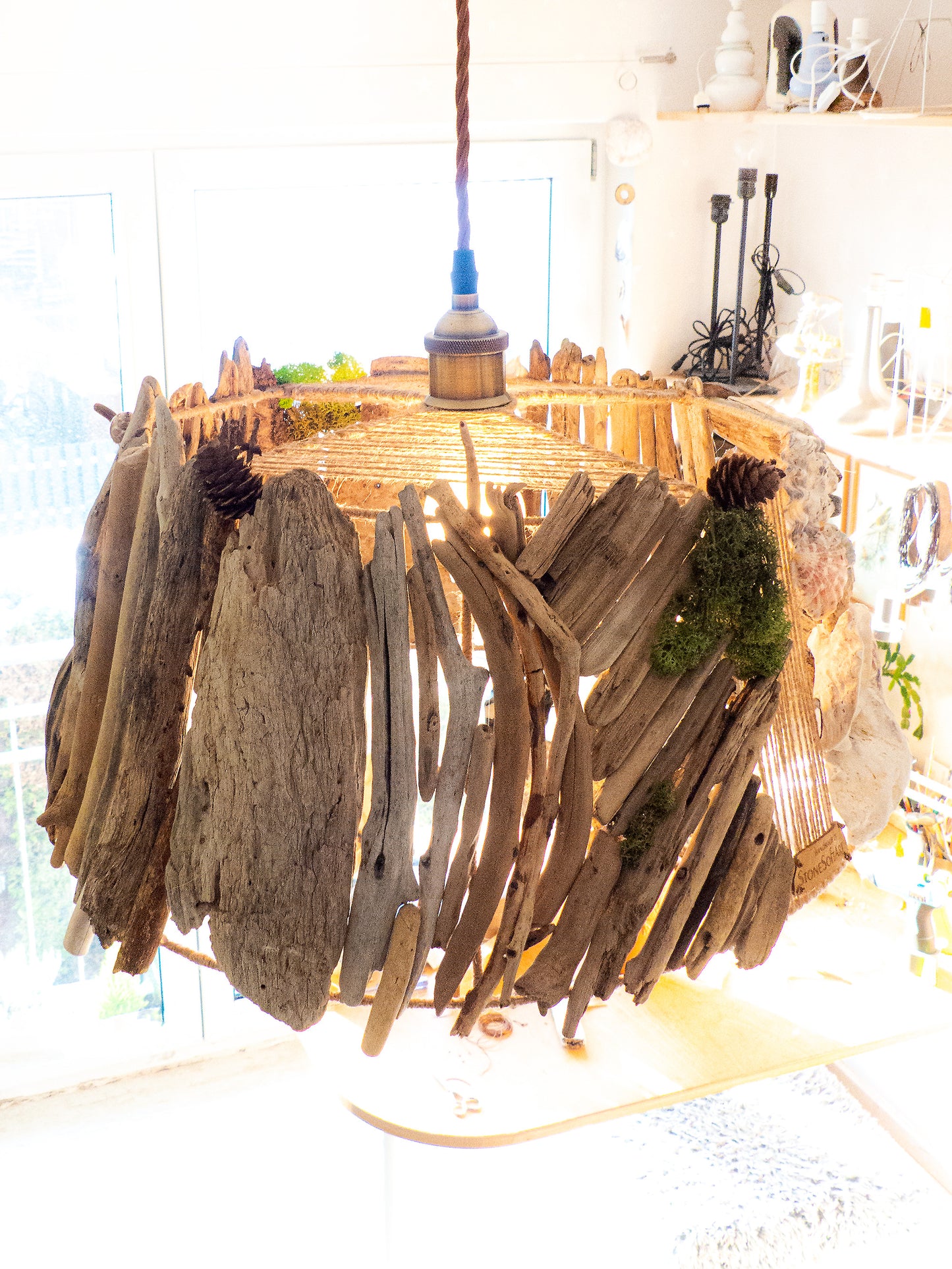 Unique DRIFTWOOD PENDANT LIGHT 'Aarhus', hand-crafted sustainable ceiling lamp