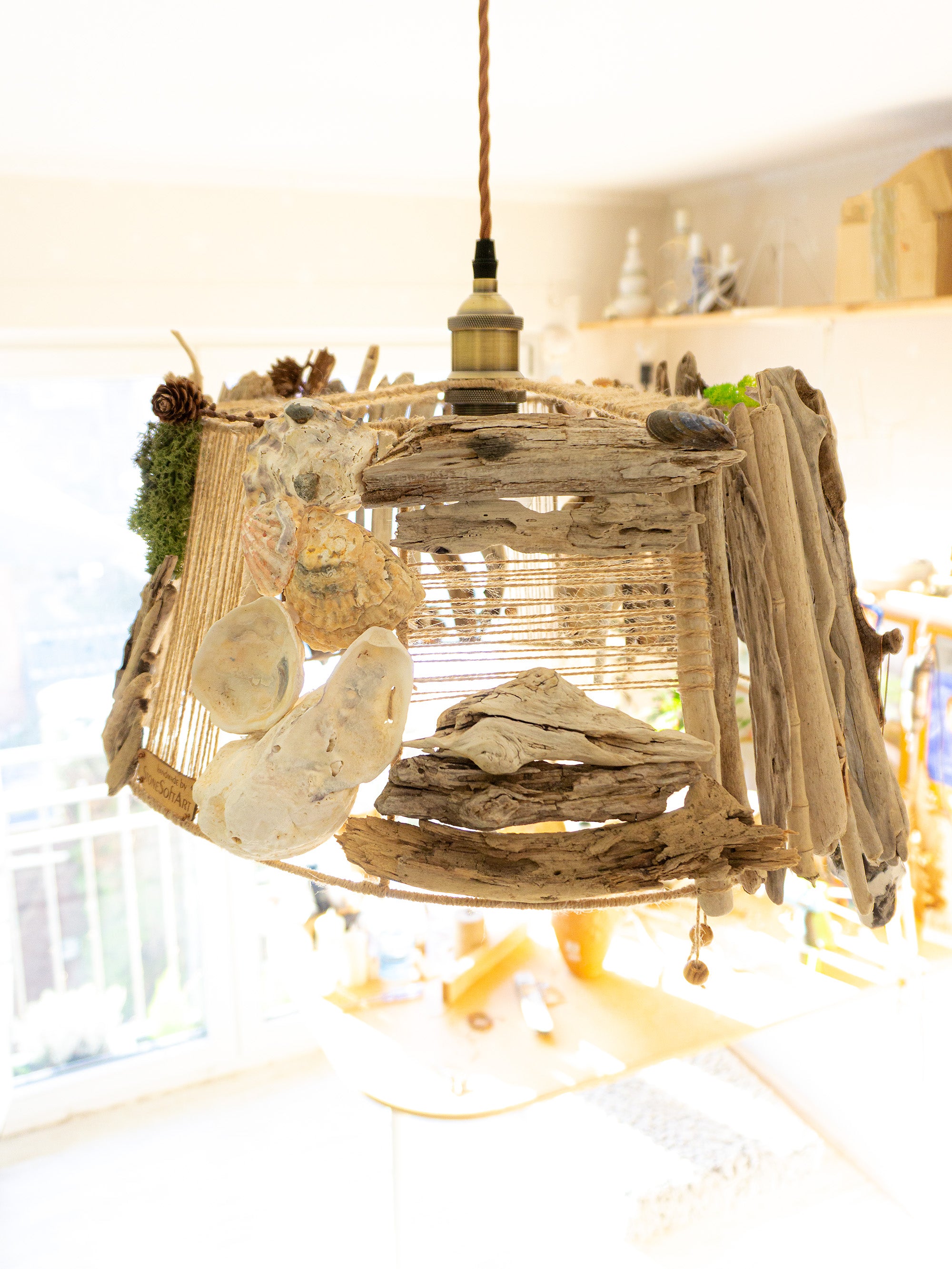 Unique DRIFTWOOD PENDANT LIGHT 'Aarhus', hand-crafted sustainable ceiling lamp
