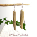 Minimalist handmade DRIFTWOOD DANGLE EARRINGS 'Sita' 925 Silver beads