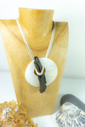 DRIFTWOOD Mother-of-pearl leather NECKLACE 'Helgoland', unique handmade jewelry