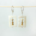 White nacre dangle earrings SASHA with jasper and 925 silver