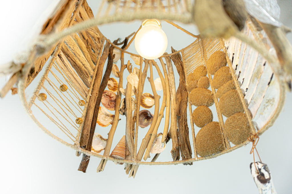 One-of-a-kind artisanal design lamp 'Skagen' DRIFTWOOD PENDANT LIGHT