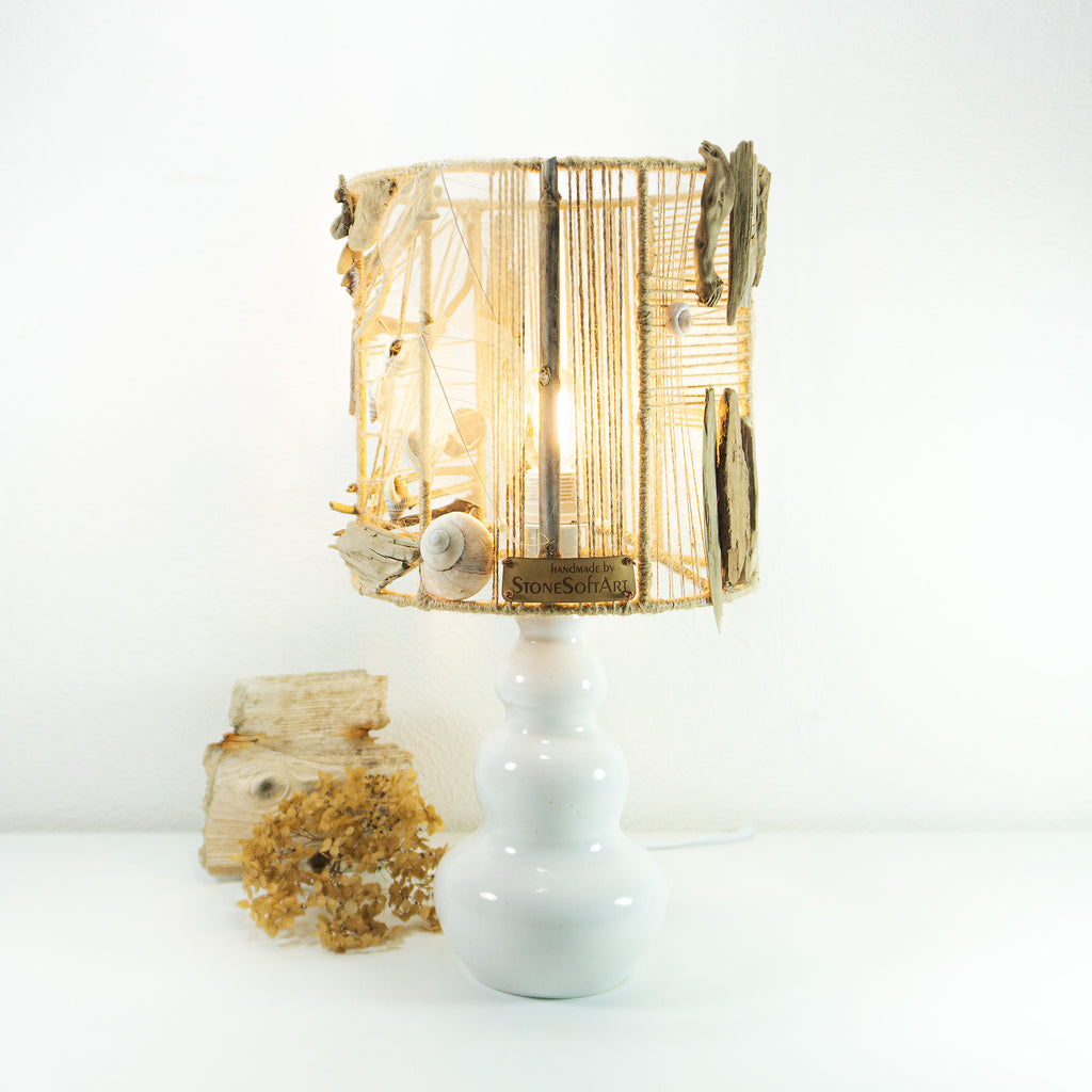 Lovely ACCENT Table LAMP 'FRYA' with white French midcentury ceramic base