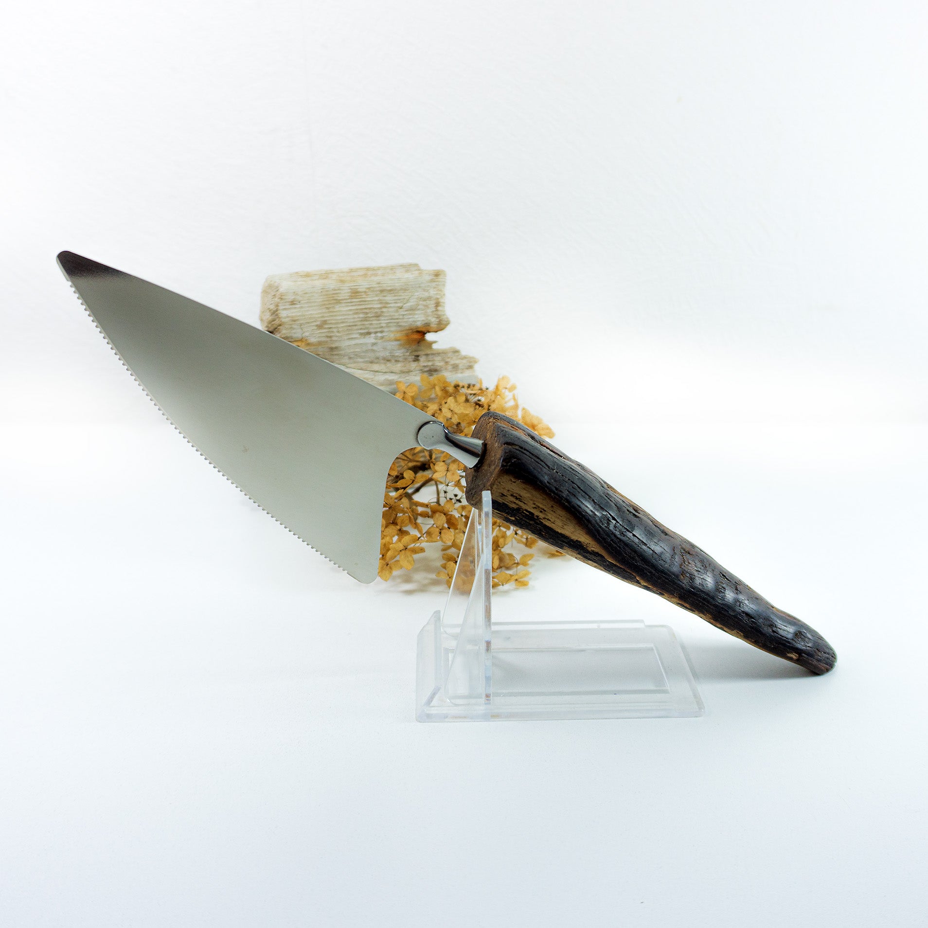 XL CHEESE KNIFE 'Gunnar' with DRIFTWOOD handle, handcrafted unique cutlery