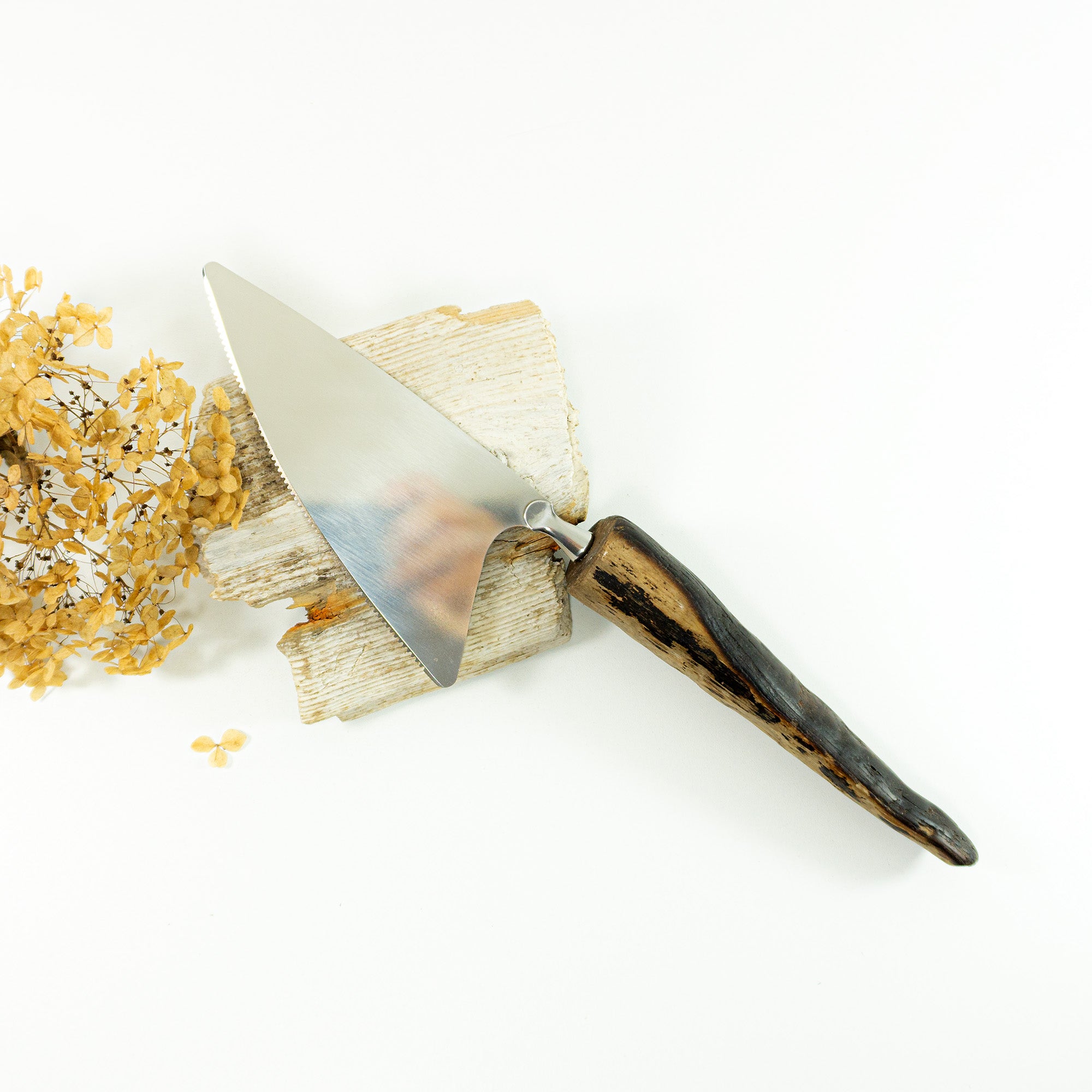 XL CHEESE KNIFE 'Gunnar' with DRIFTWOOD handle, handcrafted unique cutlery