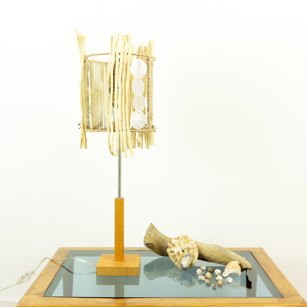 Tall Accent Driftwood Table LAMP 'FRIGGA' with Wooden Base
