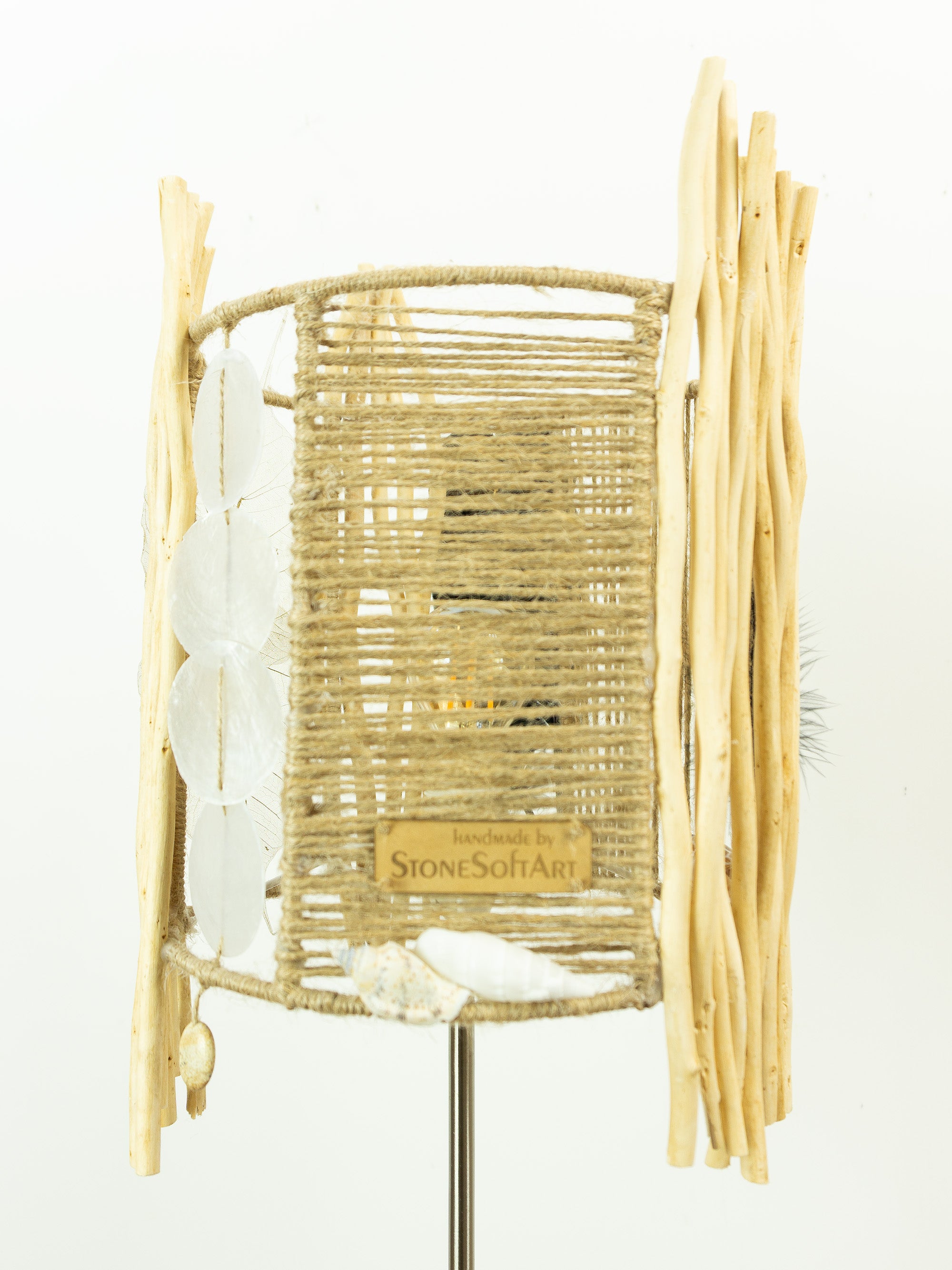 Tall Accent Driftwood Table LAMP 'FRIGGA' with Wooden Base