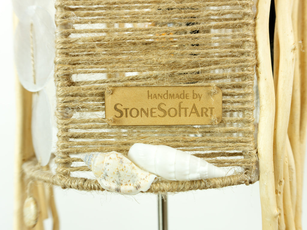 Tall Accent Driftwood Table LAMP 'FRIGGA' with Wooden Base