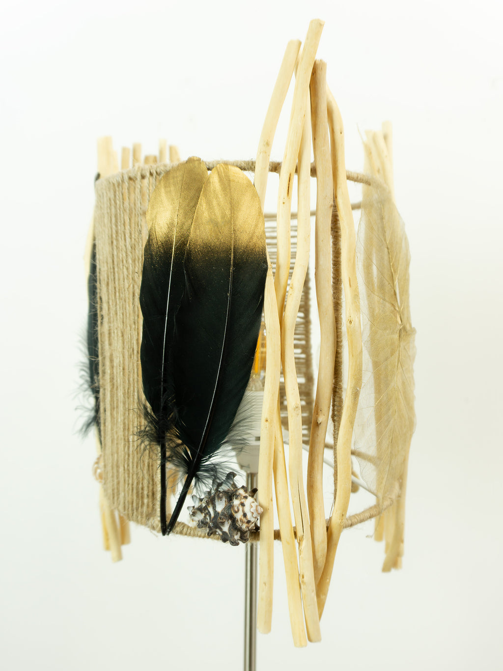 Tall Accent Driftwood Table LAMP 'FRIGGA' with Wooden Base