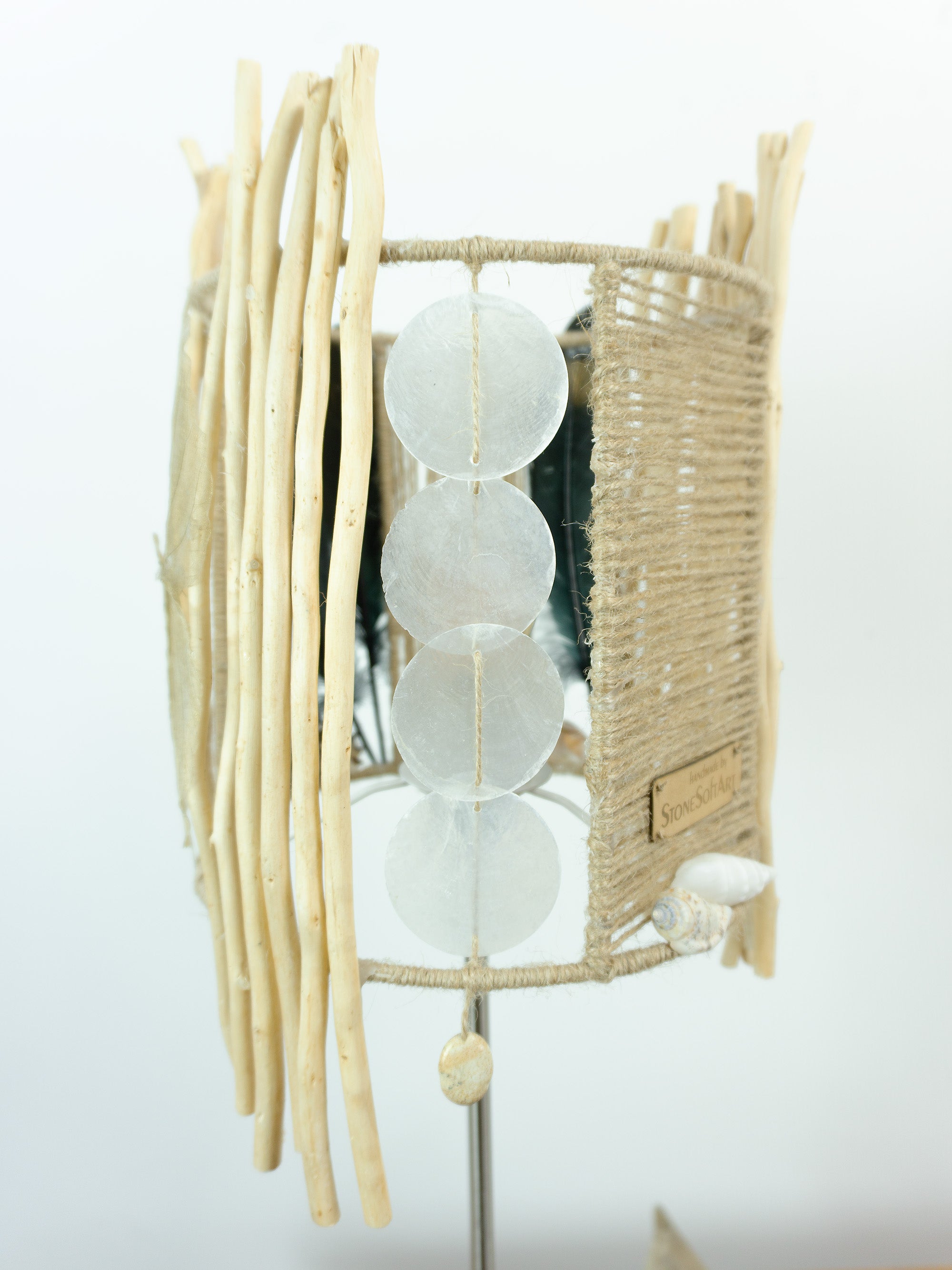 Tall Accent Driftwood Table LAMP 'FRIGGA' with Wooden Base