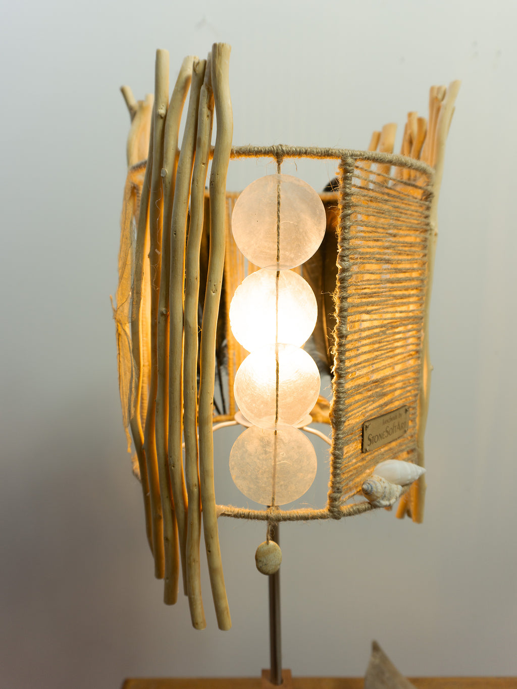 Tall Accent Driftwood Table LAMP 'FRIGGA' with Wooden Base