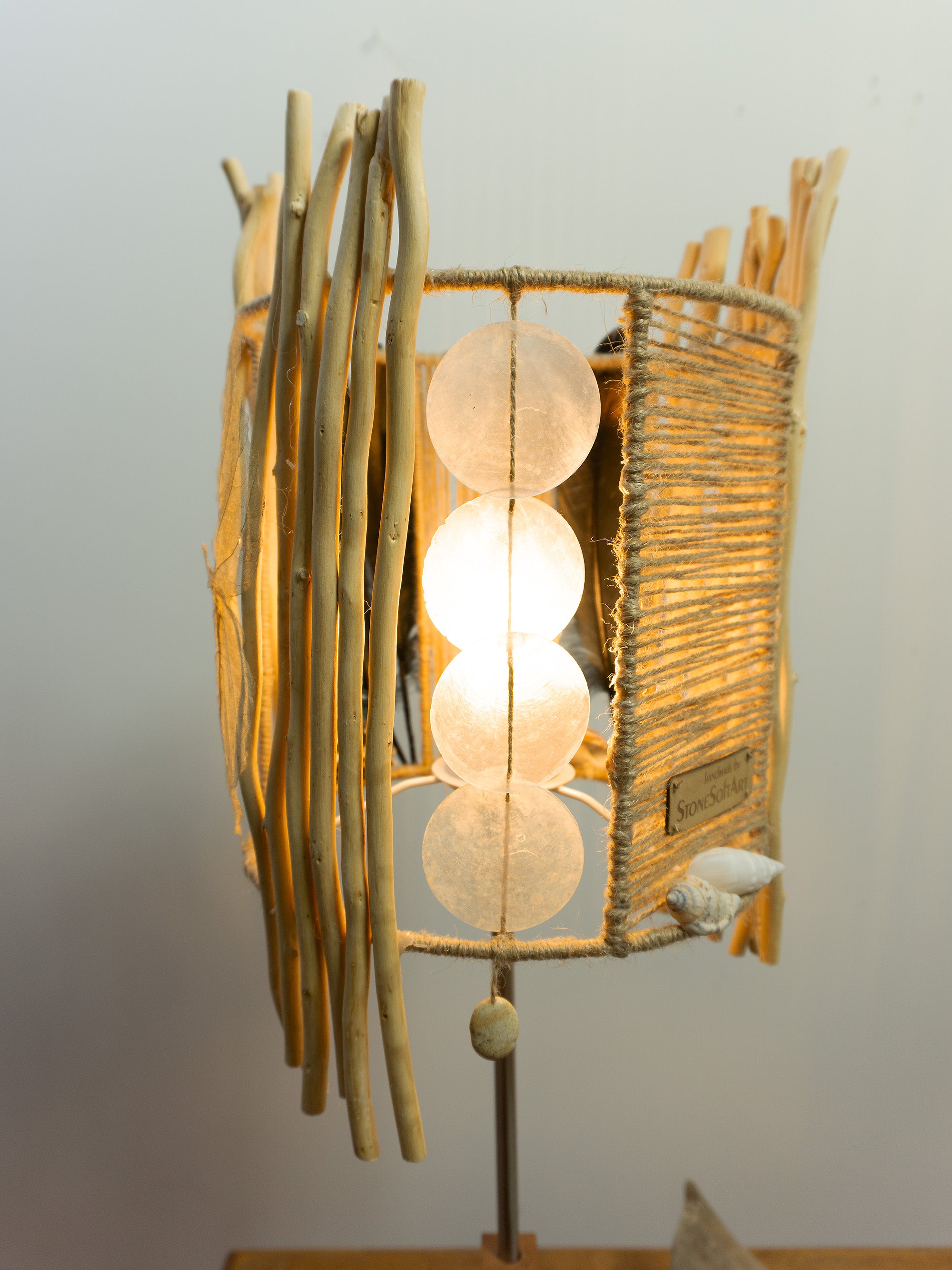 Tall Accent Driftwood Table LAMP 'FRIGGA' with Wooden Base