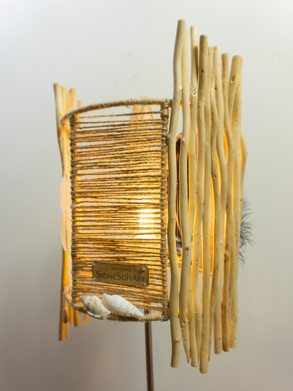 Tall Accent Driftwood Table LAMP 'FRIGGA' with Wooden Base