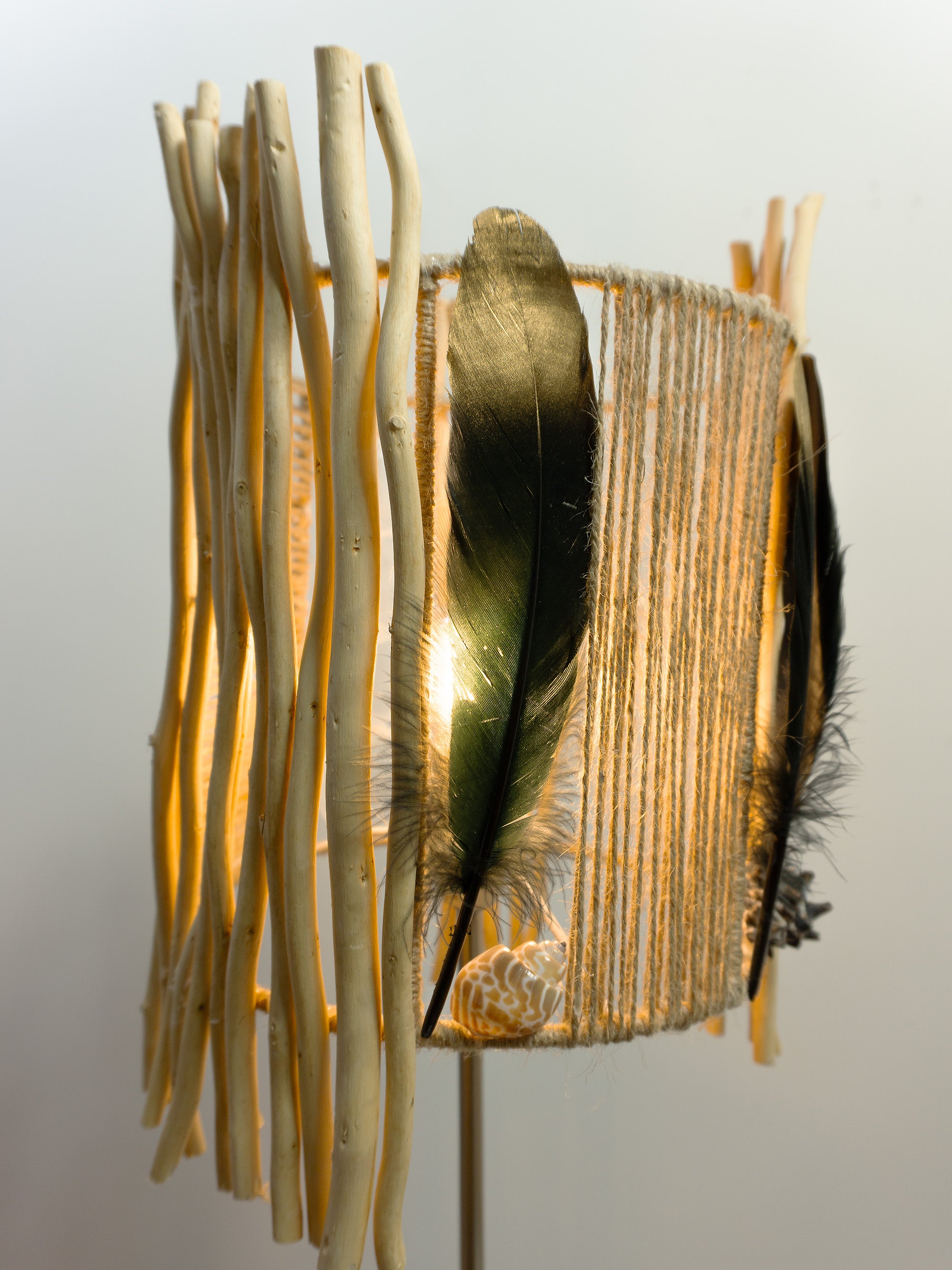 Tall Accent Driftwood Table LAMP 'FRIGGA' with Wooden Base