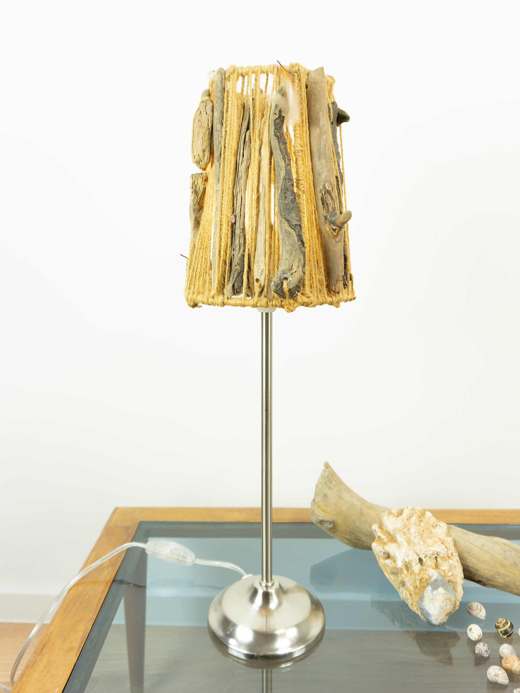 Slim Accent Driftwood Table LAMP 'AURI' with Metal Base