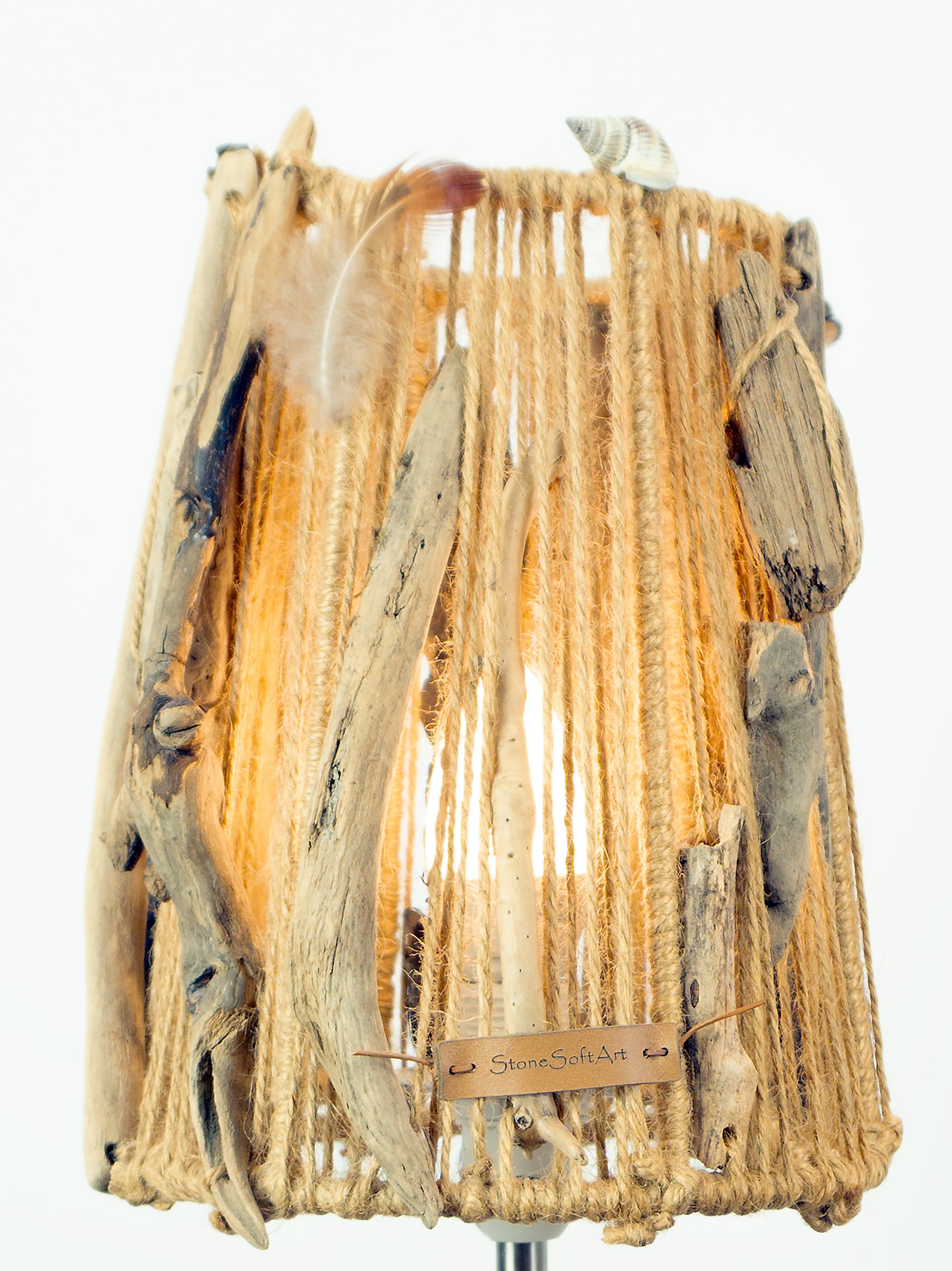 Slim Accent Driftwood Table LAMP 'AURI' with Metal Base