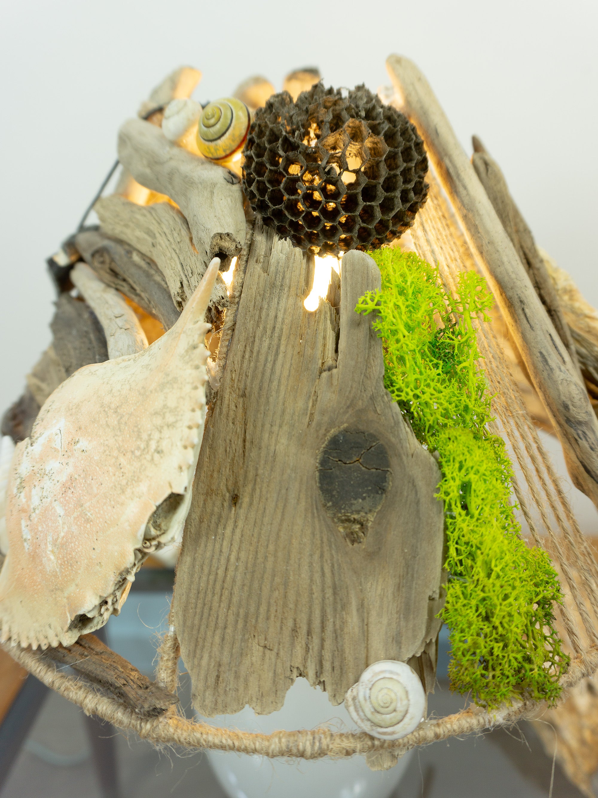 ALVA Handcrafted Driftwood Accent Lamp – White Ceramic Table Light