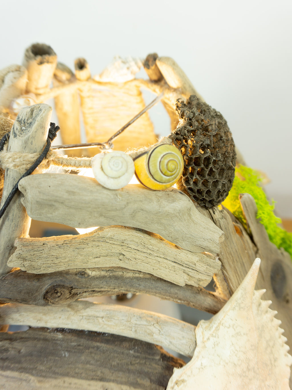ALVA Handcrafted Driftwood Accent Lamp – White Ceramic Table Light