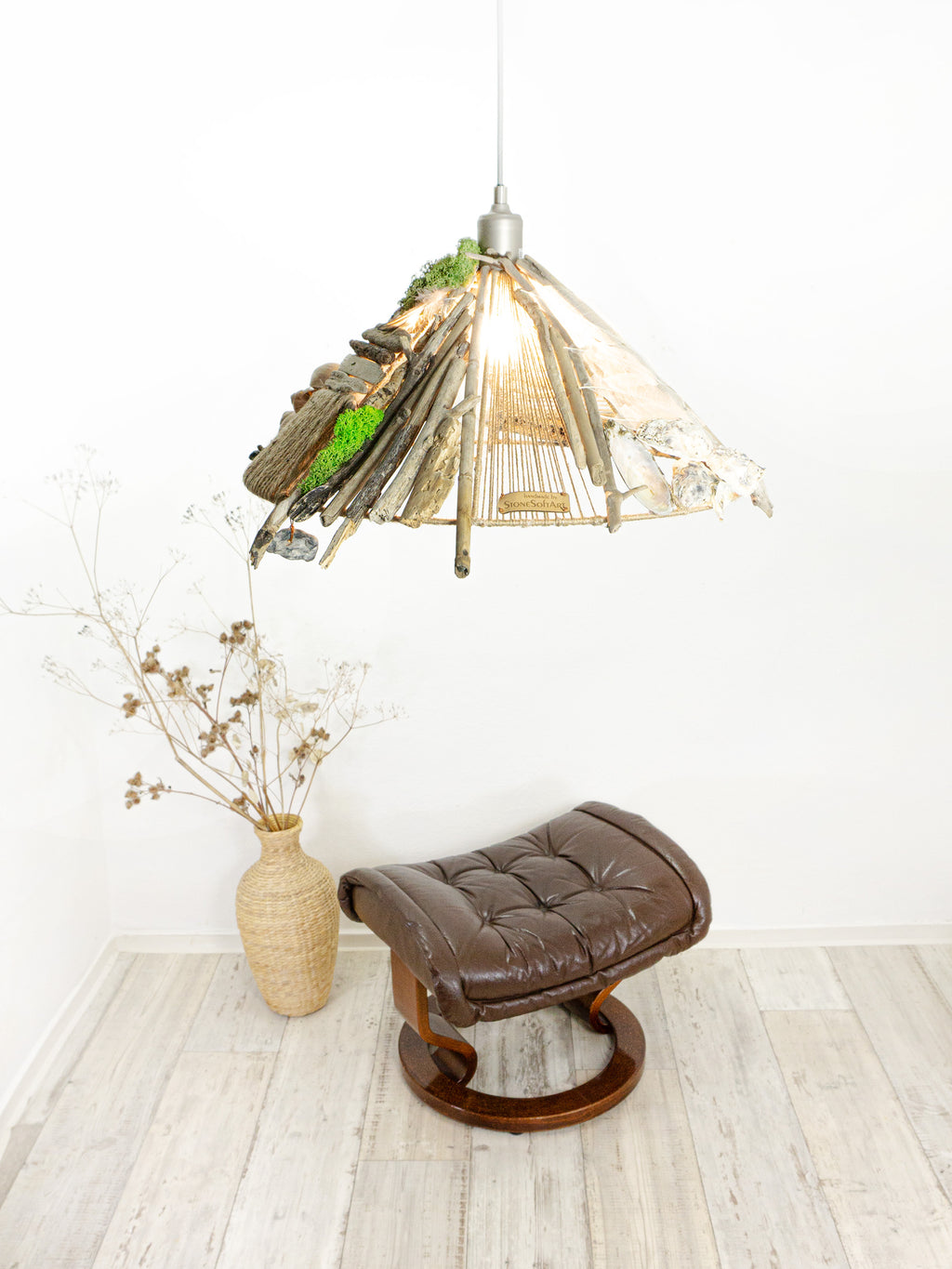 Large unique DRIFTWOOD PENDANT LIGHT 'Malmö', hand-crafted ceiling lamp