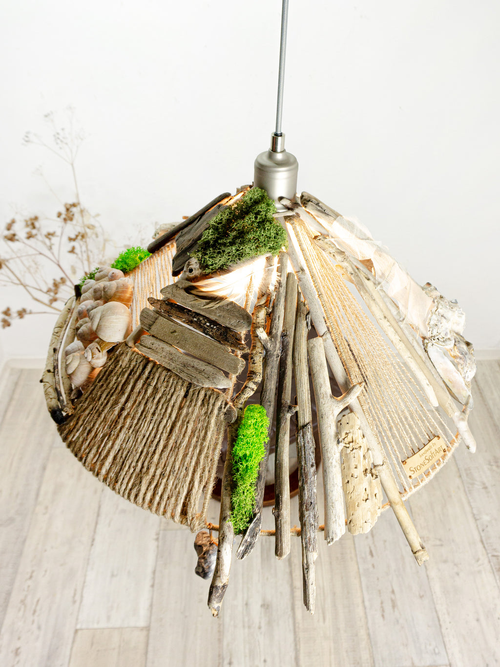Large unique DRIFTWOOD PENDANT LIGHT 'Malmö', hand-crafted ceiling lamp