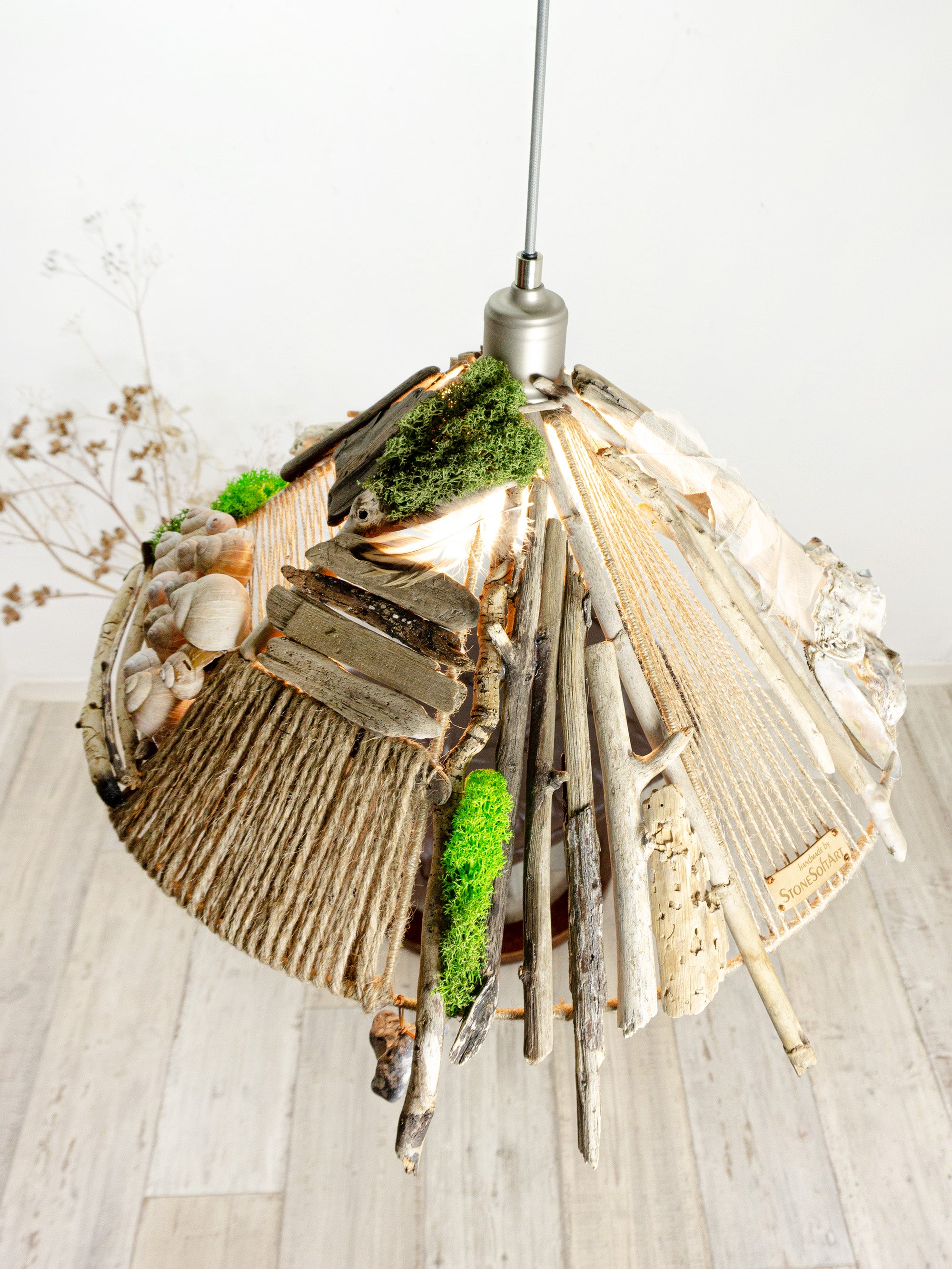 Large unique DRIFTWOOD PENDANT LIGHT 'Malmö', hand-crafted ceiling lamp