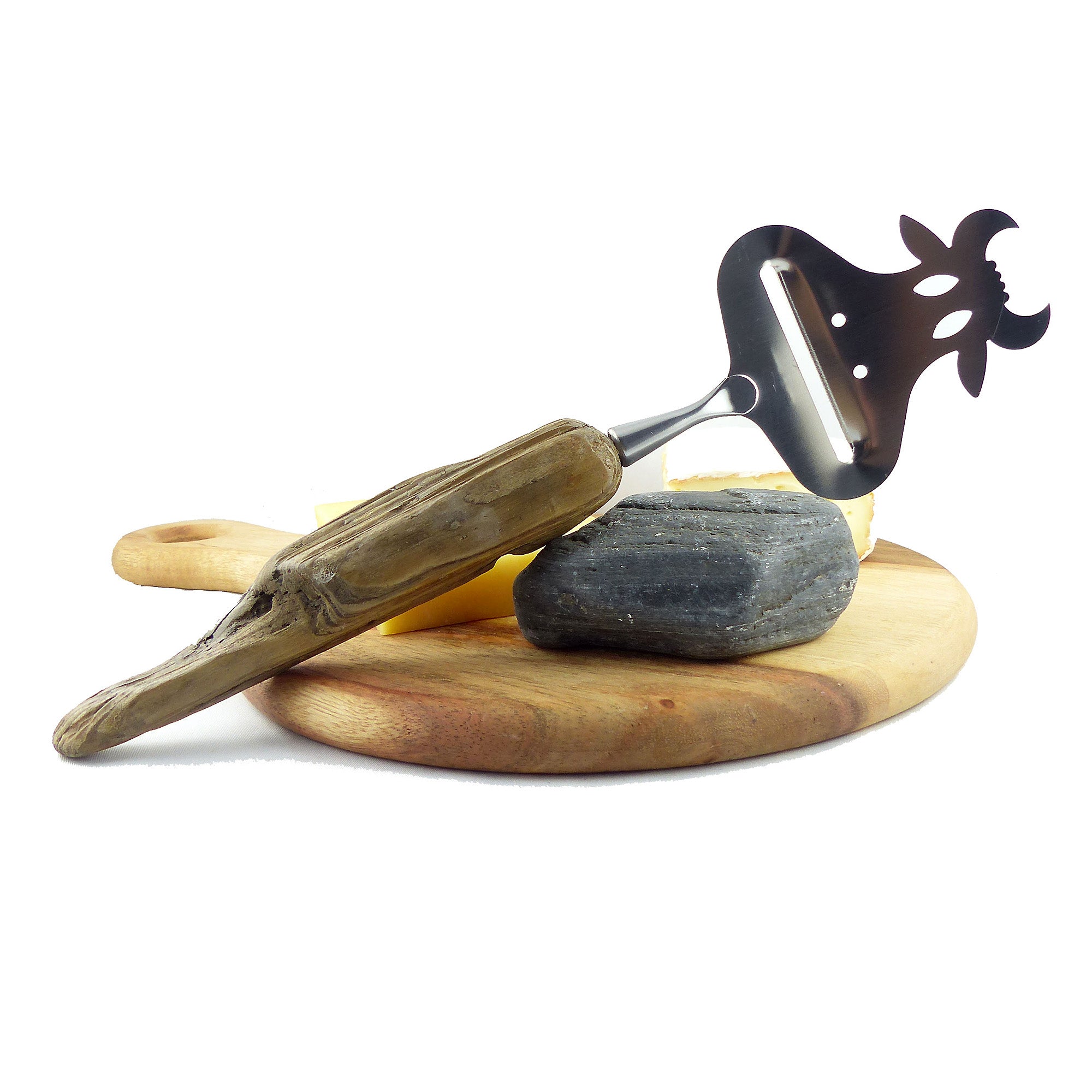 CHEESE SLICER 'Cow Carla' with DRIFTWOOD handle, cow cutlery, handcrafted by StoneSoftArt