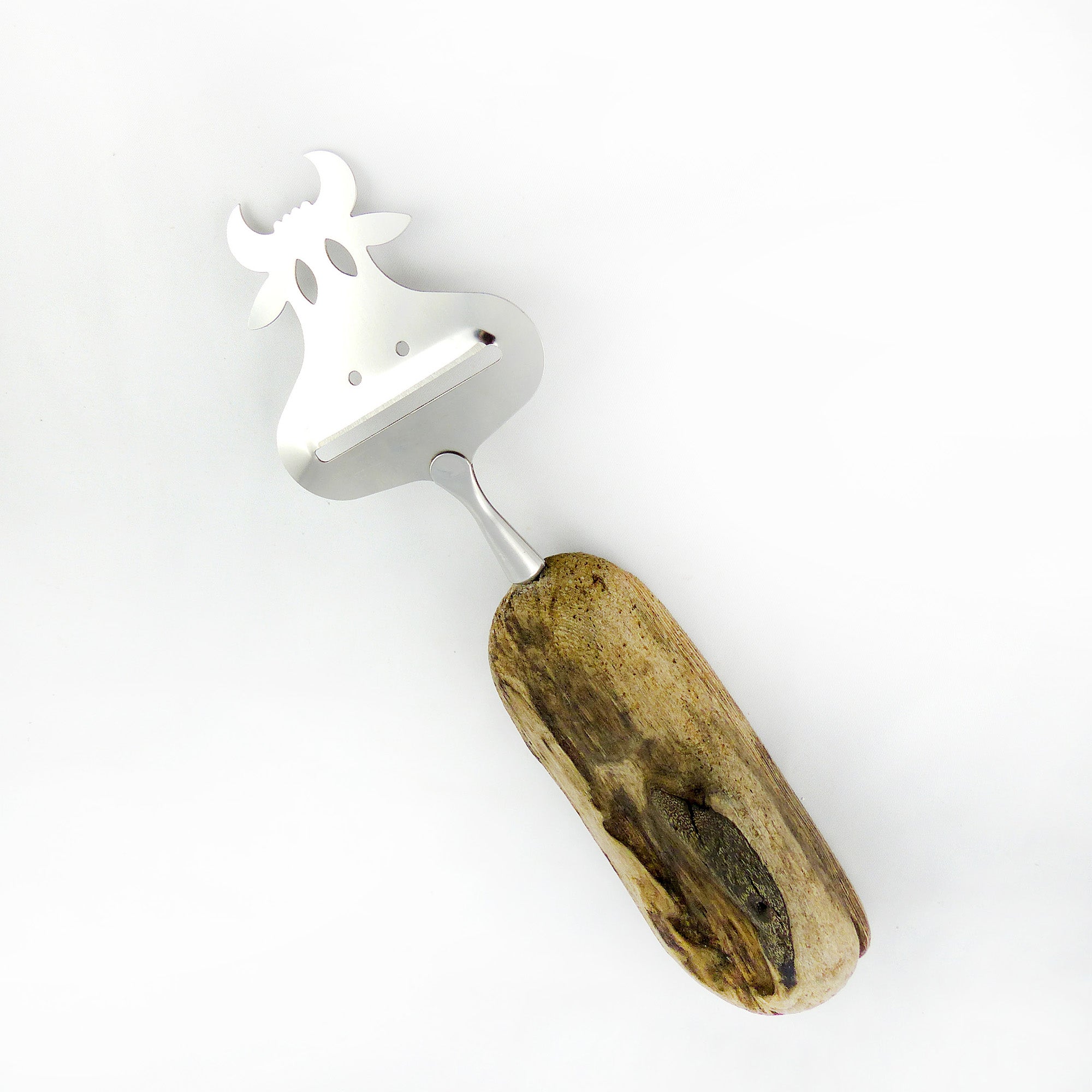 CHEESE SLICER 'Cow Carla' with DRIFTWOOD handle, cow cutlery, handcrafted by StoneSoftArt