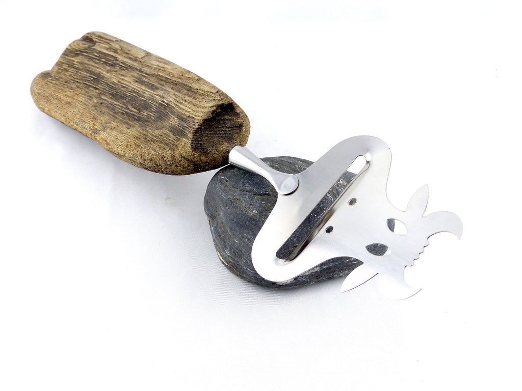 CHEESE SLICER 'Cow Carla' with DRIFTWOOD handle, cow cutlery, handcrafted by StoneSoftArt
