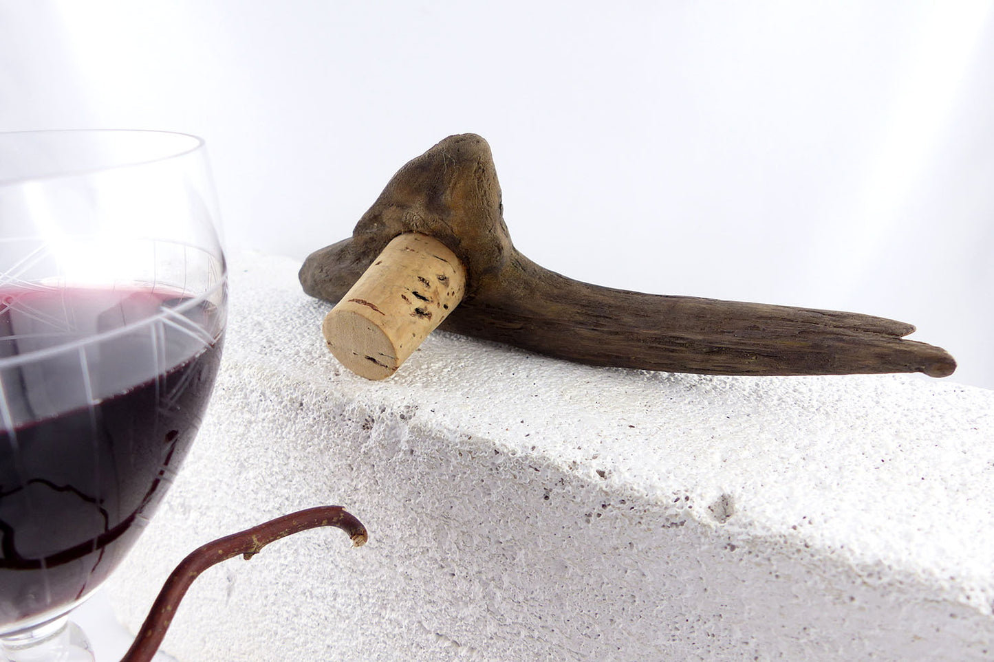 Wine BOTTLE CORK #9 with DRIFTWOOD handle, handcrafted eco friendly gift