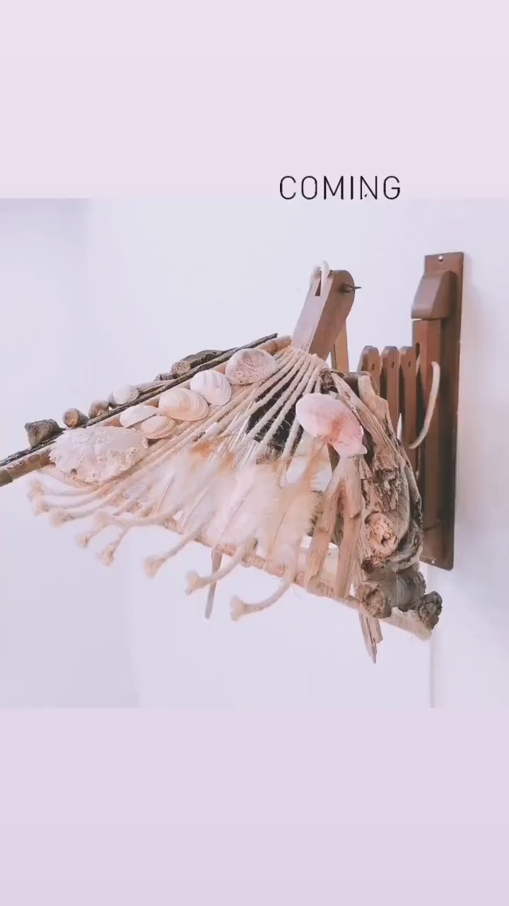 Unique DRIFTWOOD SCISSOR LAMP 'Riga', hand-crafted wall light sconce by StoneSoftArt