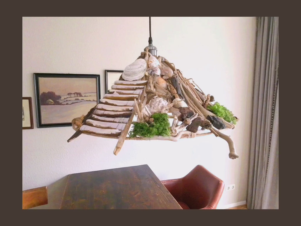 Large unique DRIFTWOOD PENDANT LIGHT 'Malmö', hand-crafted ceiling lamp