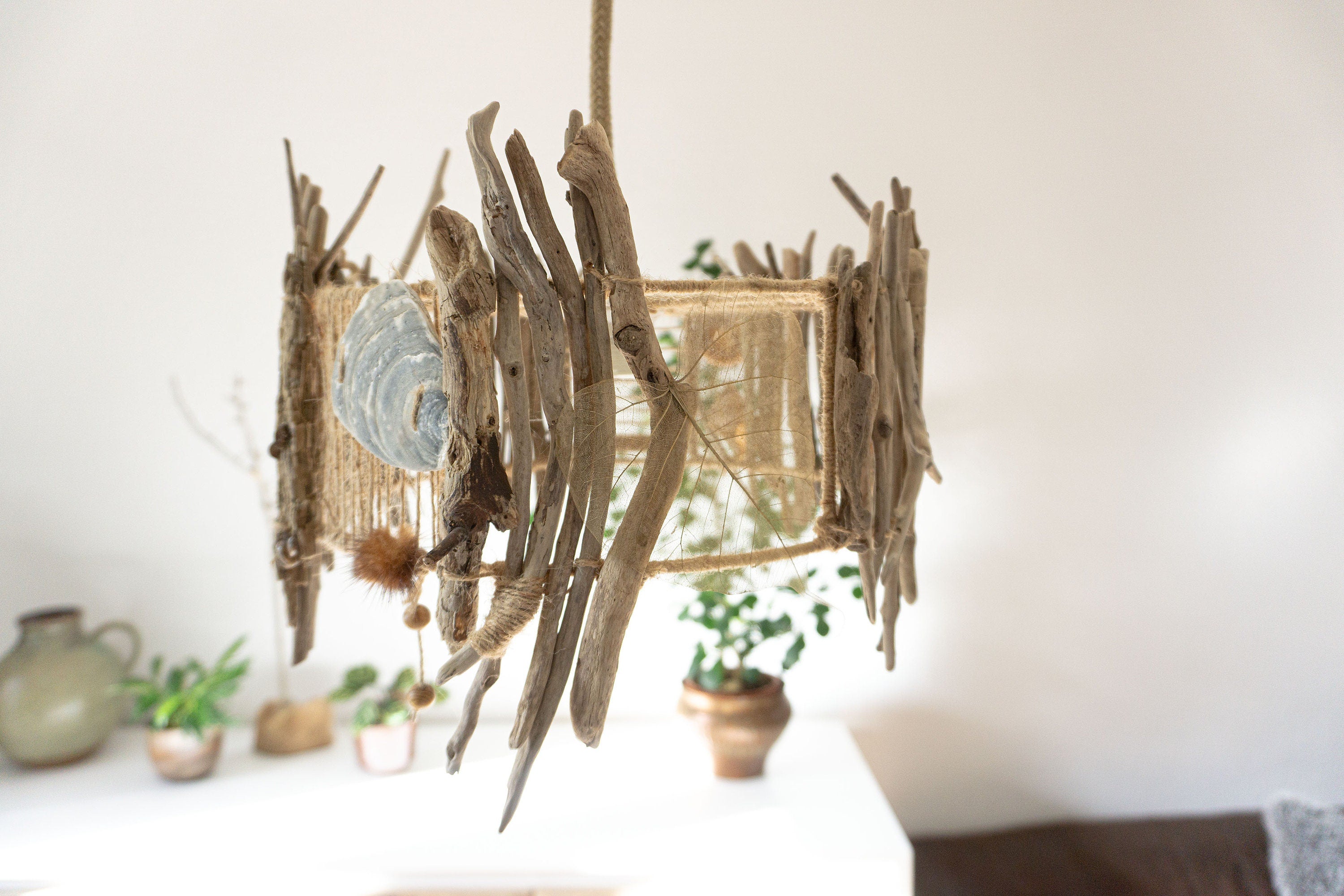Unique DRIFTWOOD PENDANT LIGHT 'Oslo', hand-crafted ceiling lamp by StoneSoftArt