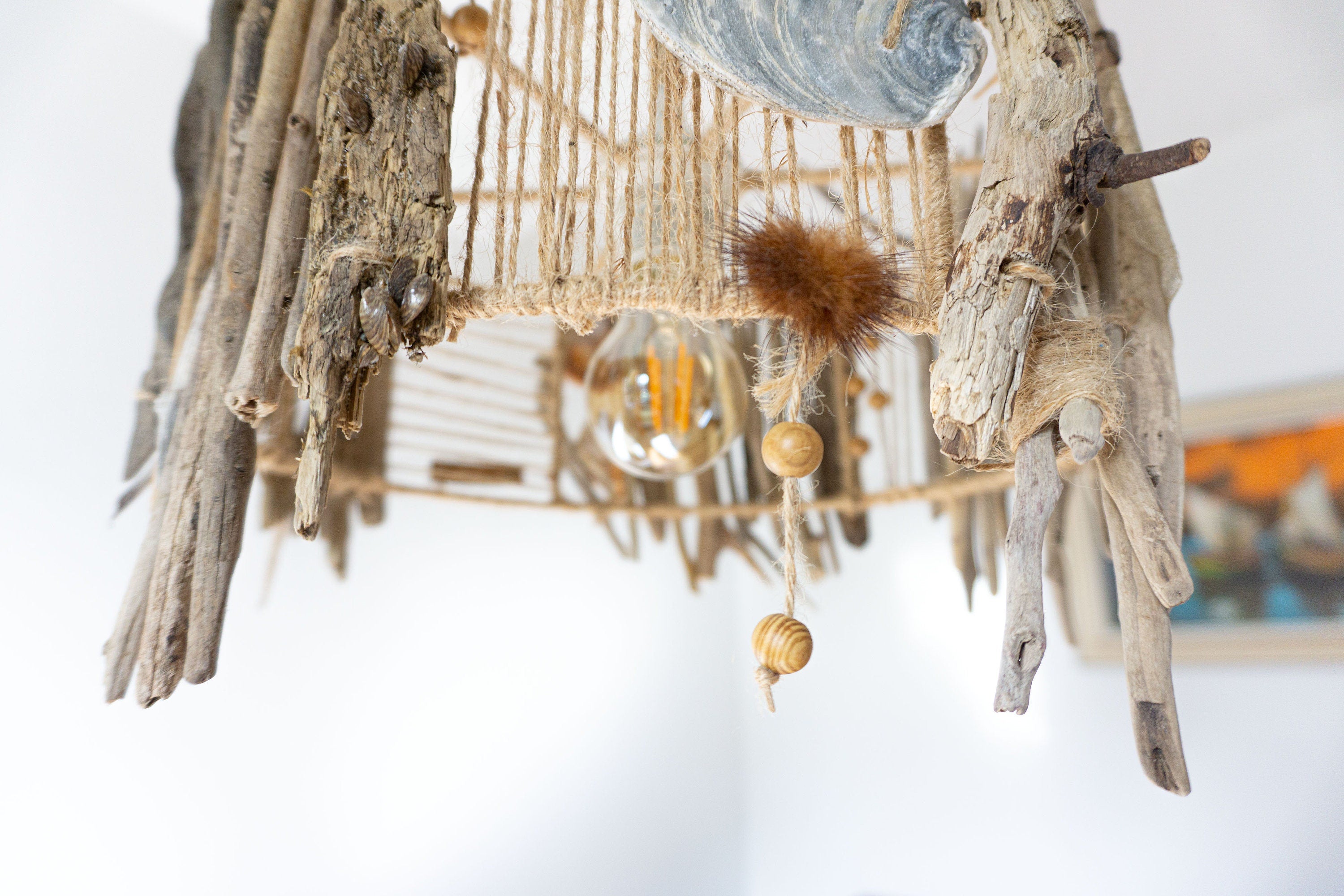 Unique DRIFTWOOD PENDANT LIGHT 'Oslo', hand-crafted ceiling lamp by StoneSoftArt