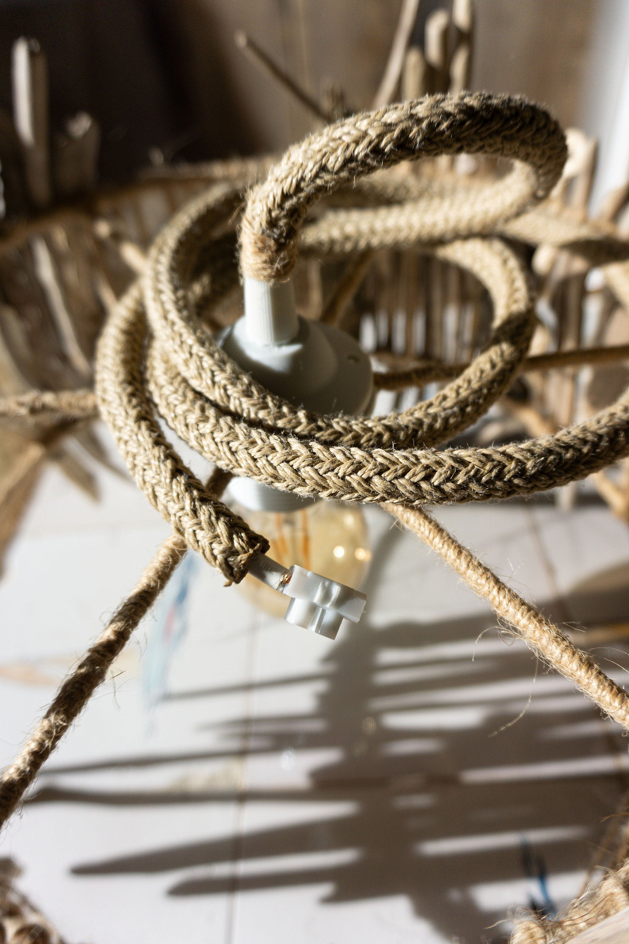 Unique DRIFTWOOD PENDANT LIGHT 'Oslo', hand-crafted ceiling lamp by StoneSoftArt