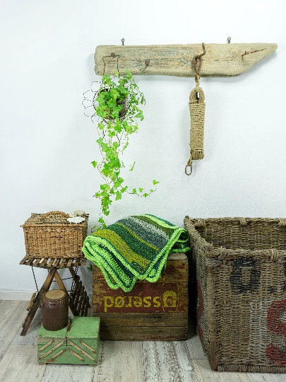 Large Rustic DRIFTWOOD HOOK BAR, indoor outdoor use wardrobe with antique nail hooks