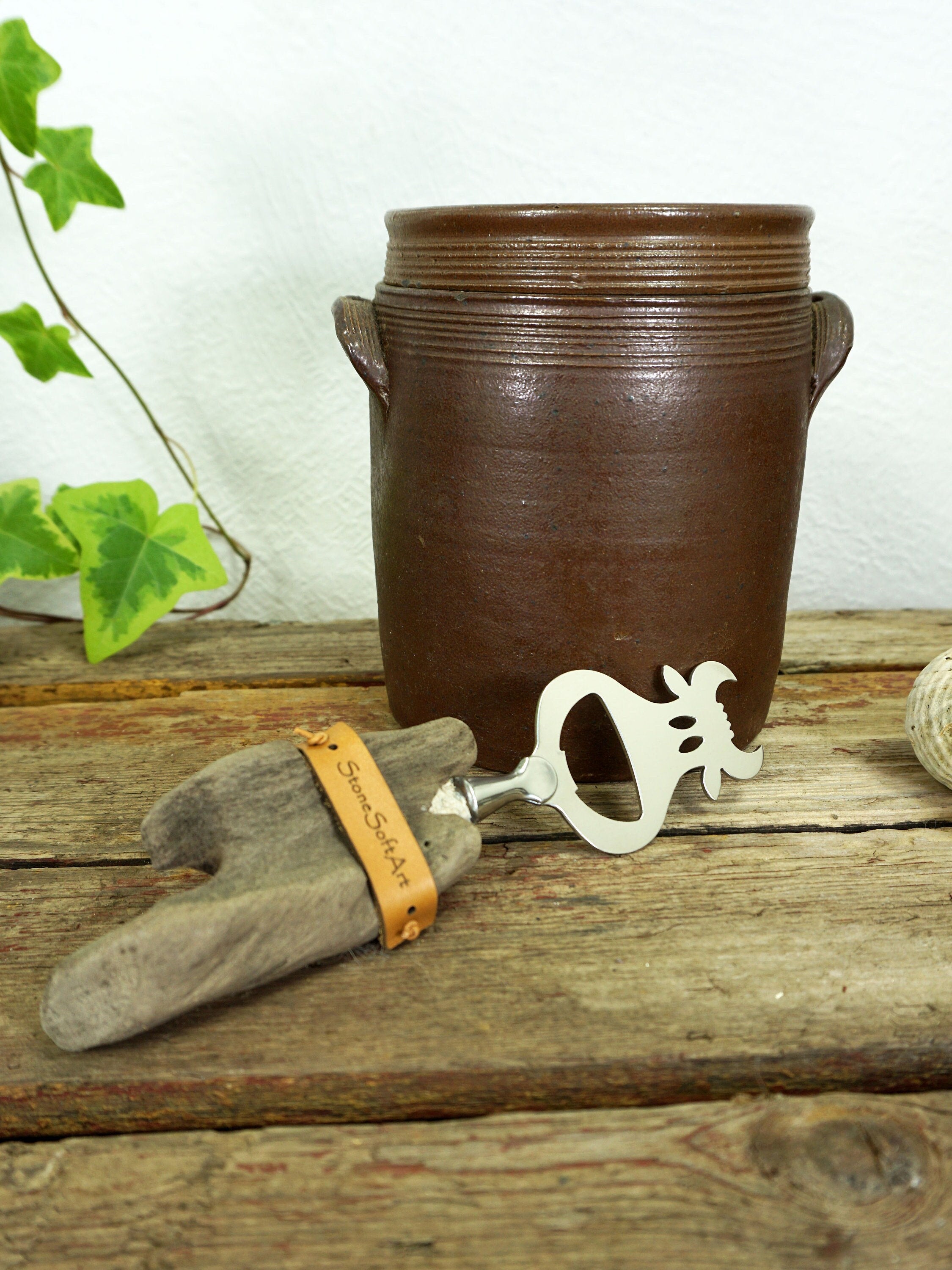 BOTTLE OPENER 'Cow Conny' with DRIFTWOOD handle, cow cutlery, handcrafted by StoneSoftArt