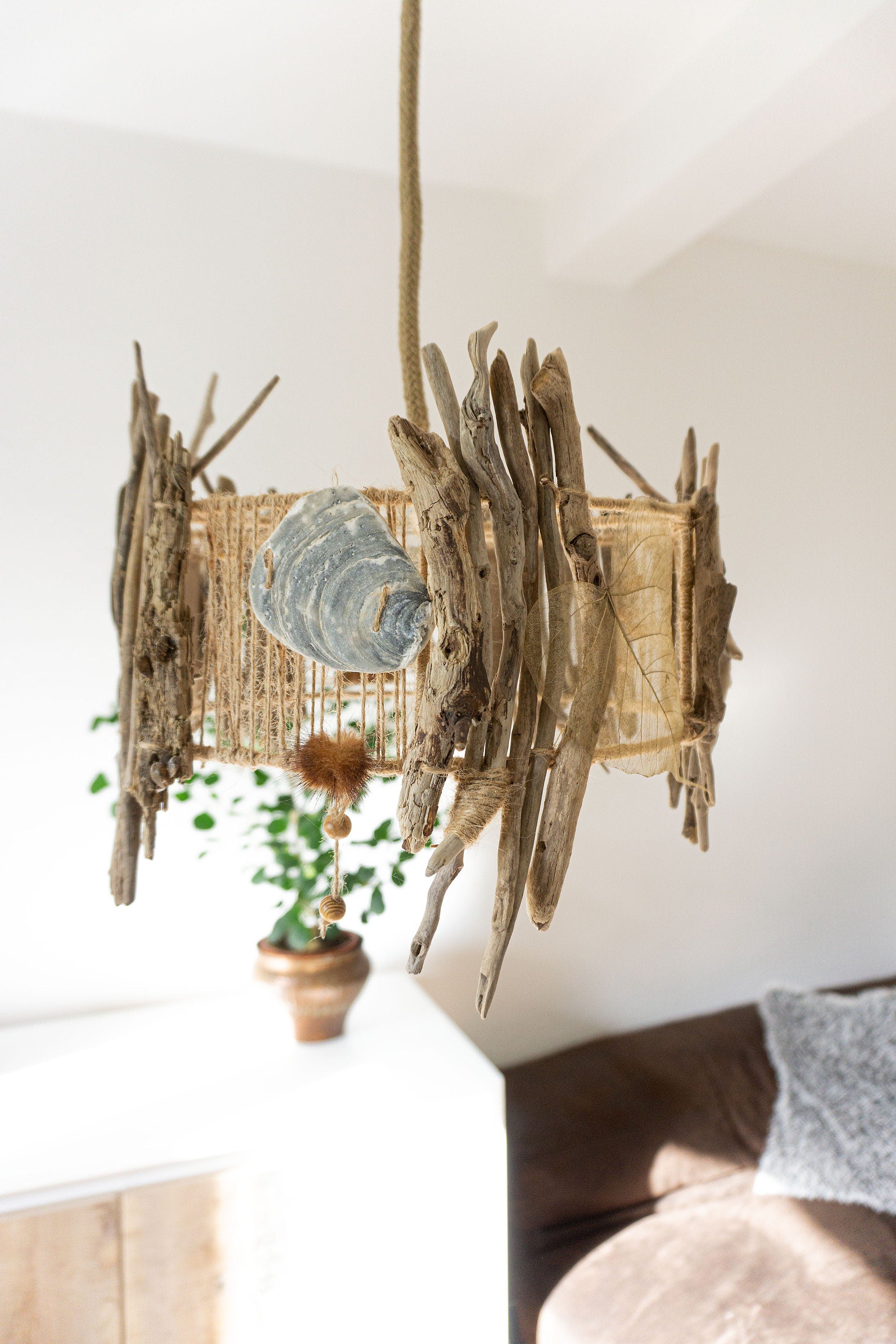 Unique DRIFTWOOD PENDANT LIGHT 'Oslo', hand-crafted ceiling lamp by StoneSoftArt