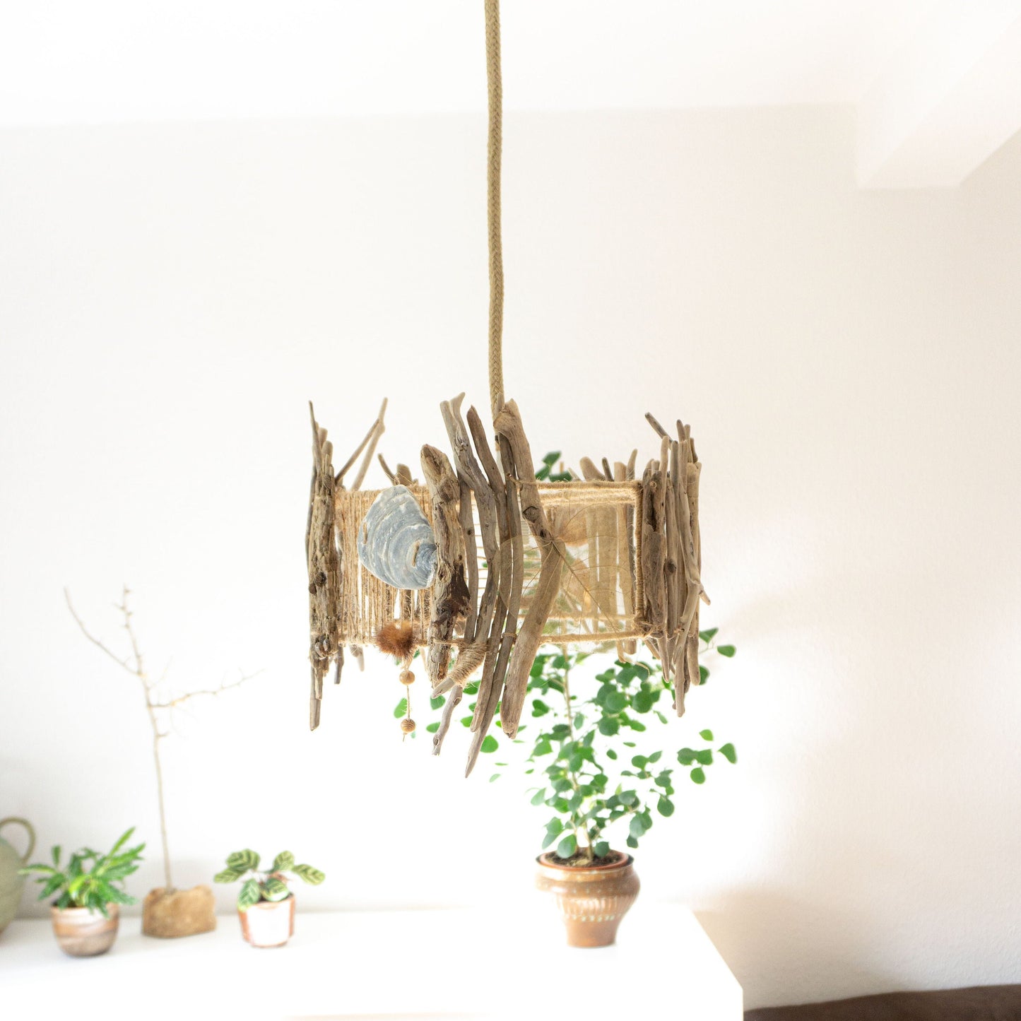 Unique DRIFTWOOD PENDANT LIGHT 'Oslo', hand-crafted ceiling lamp by StoneSoftArt