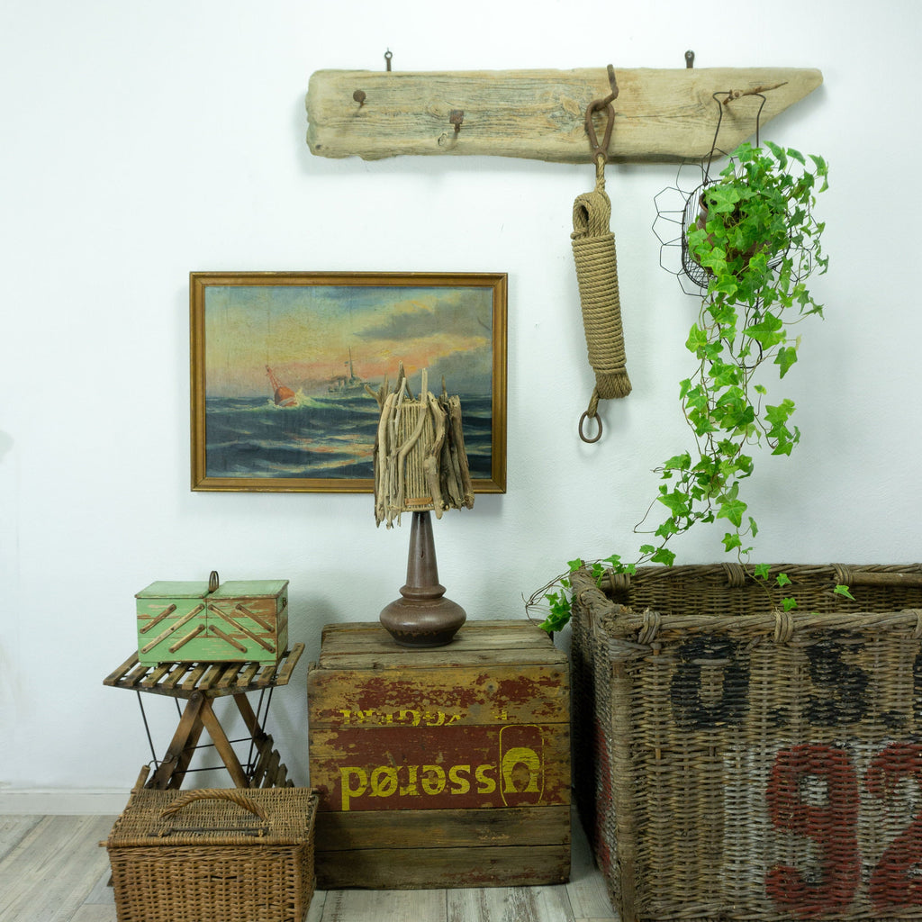 Unique DRIFTWOOD TABLE LAMP 'Helsinki' with Danish midcentury ceramic foot, hand-crafted light by StoneSoftArt