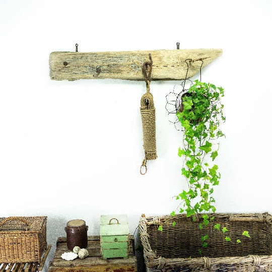 Large Rustic DRIFTWOOD HOOK BAR, indoor outdoor use wardrobe with antique nail hooks